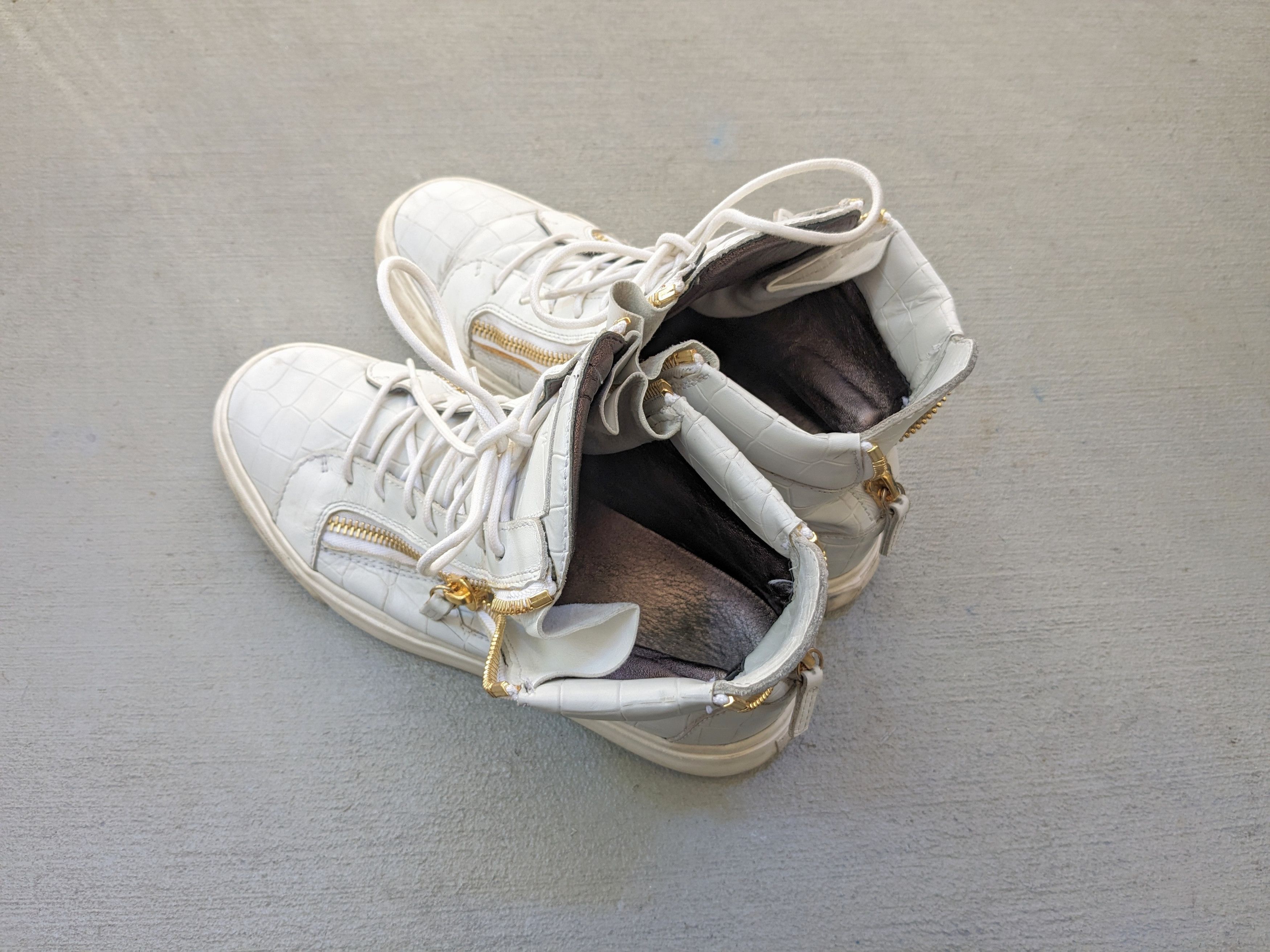 Designer Giuseppe Zanotti High Tops White 9 42 Croc Embossed Leather Size US 9 / EU 42 - 12 Thumbnail