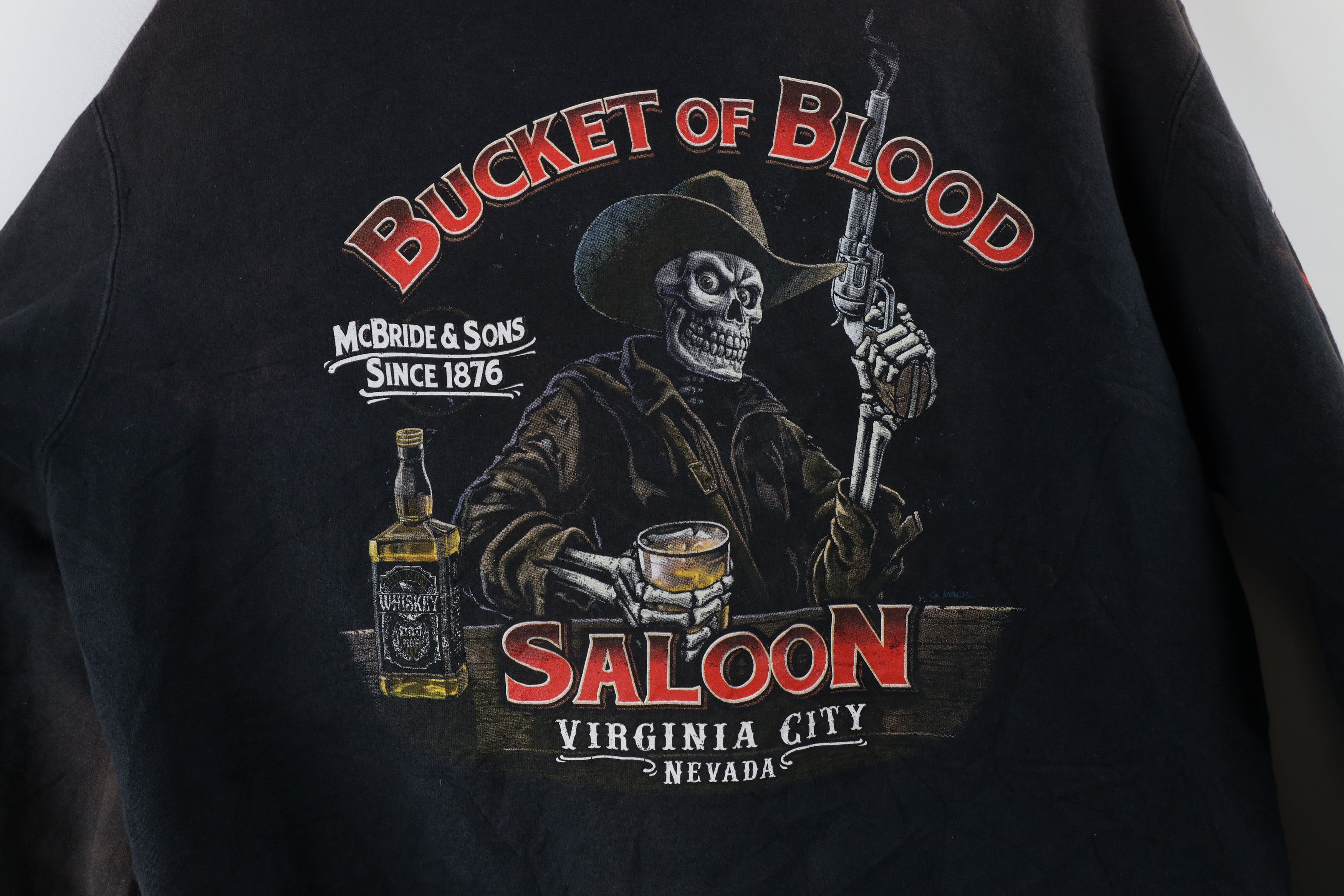 Vintage Vintage Y2K Streetwear of Blood Saloon Fire Flames Hoodie Size US XL / EU 56 / 4 - 15 Thumbnail