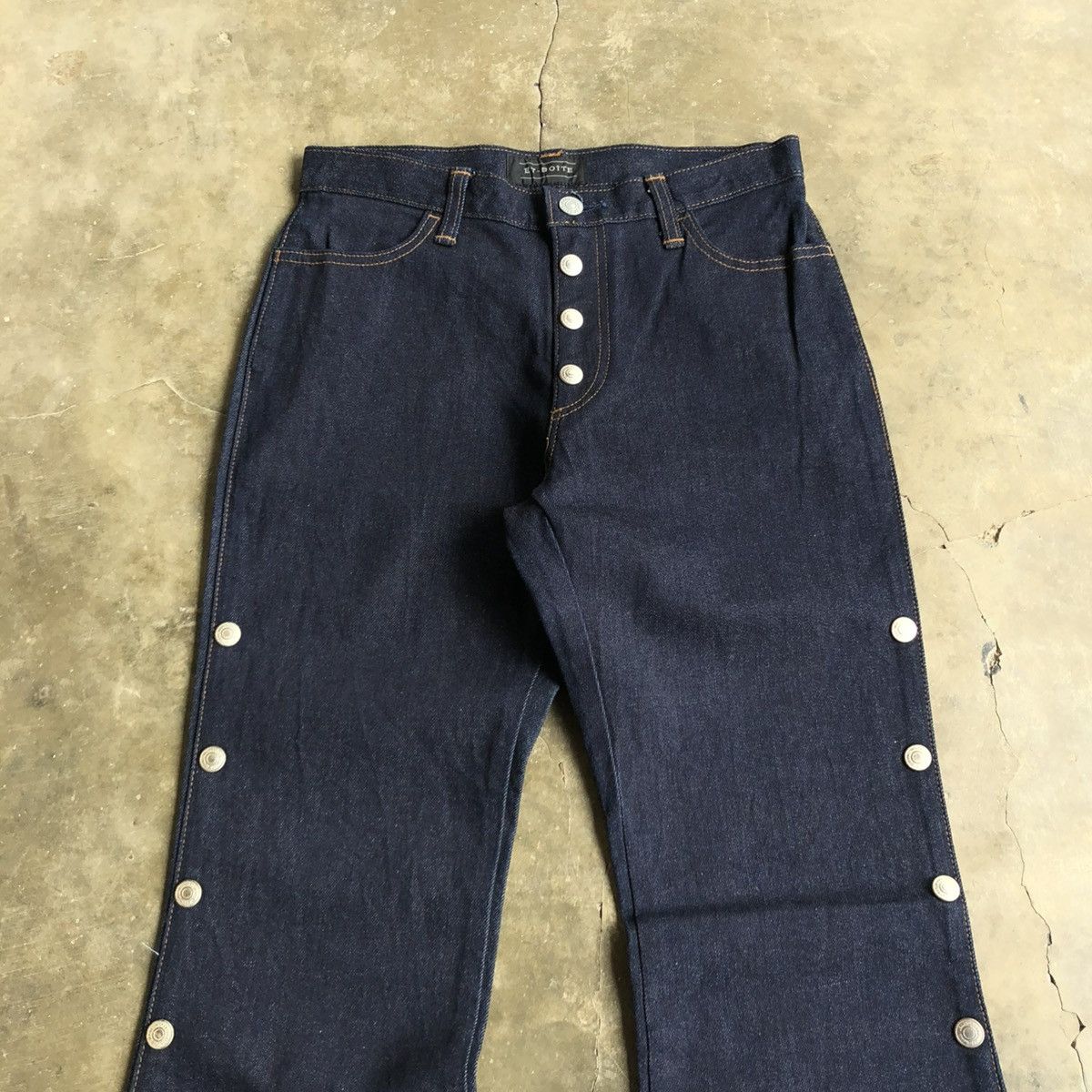 14th Addiction 2000s Et-Boite Button Raw Denim Flared Jeans Lgb Size US 26 / EU 42 - 4 Thumbnail