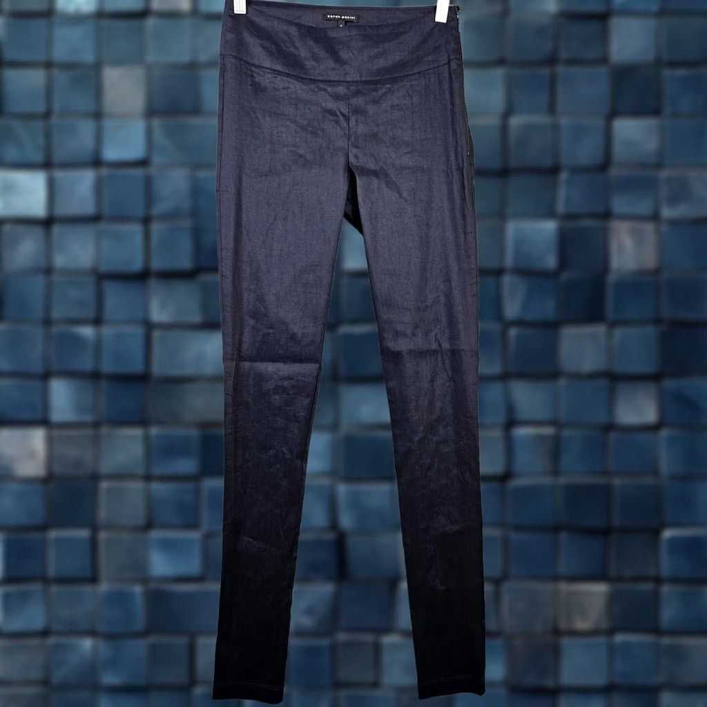 Sarah Pacini Sarah Pacini Women's Skinny Pants Casual 0 Blue Linen Elastane Regular Rise Mid Olivia? Size 25" / US 0 / IT 36 - 1 Thumbnail