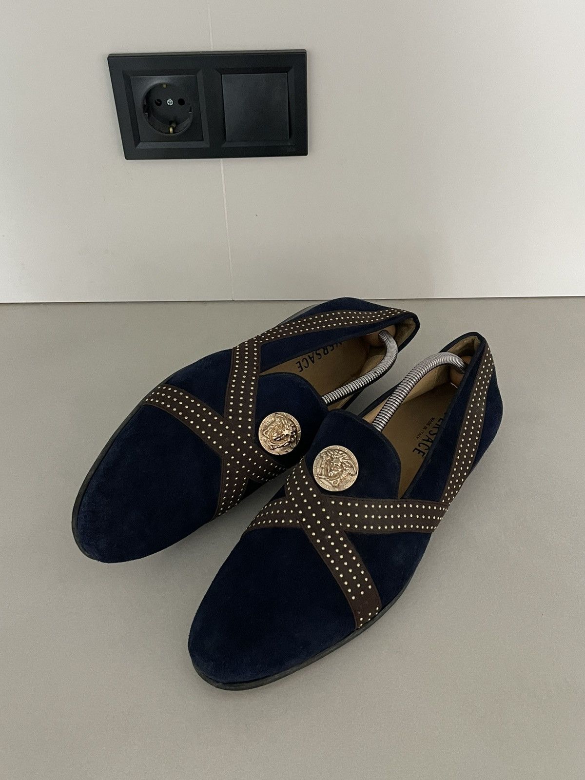 Versace Versace Medusa Suede Leather Men Loafers Blue RARE Size US 10.5 / EU 43-44 - 1 Thumbnail