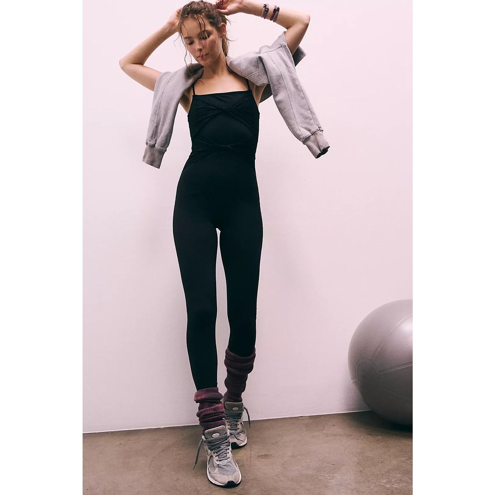 Free People New FP MOVEMENT Lace Me Up Onesie $118 Small Black Size 28" / US 6 / IT 42 - 1 Thumbnail