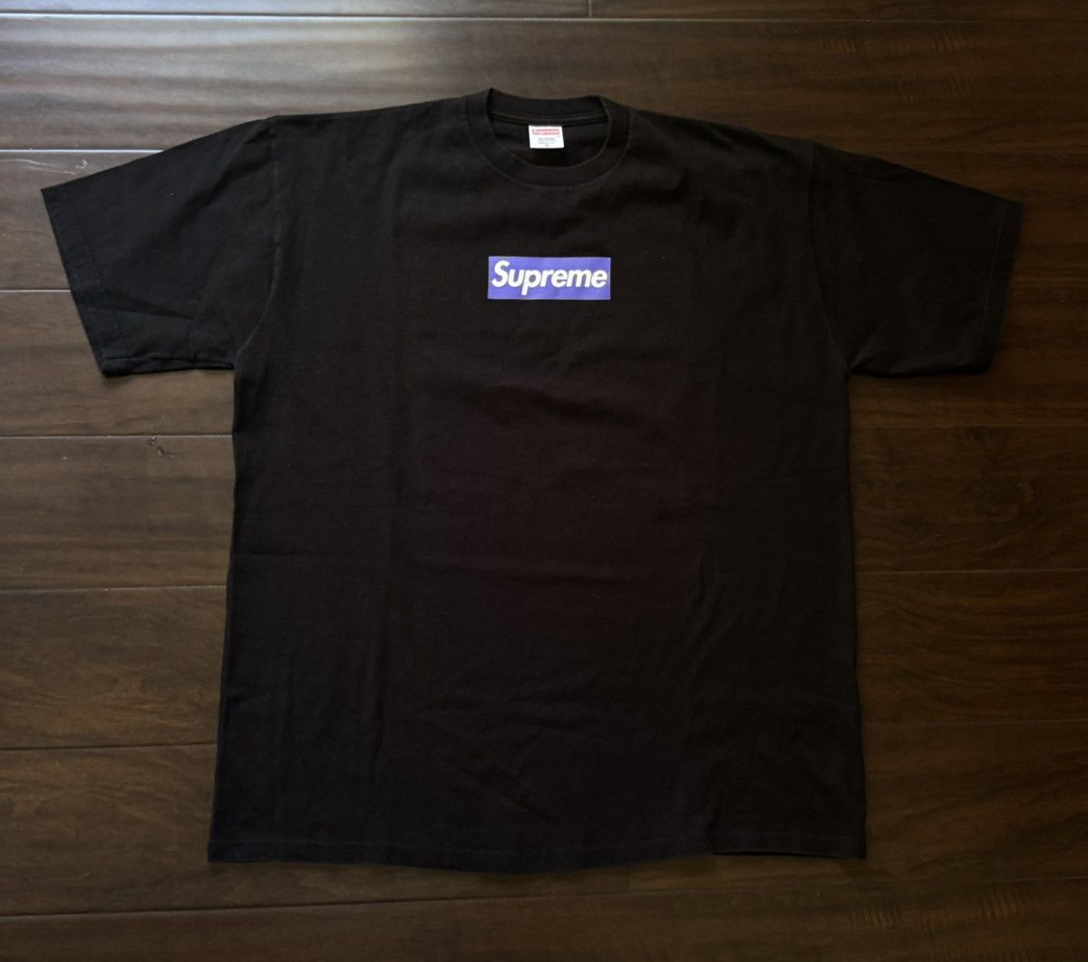 Supreme Supreme Purple on Black Box Logo Tee 2006 Size US XL / EU 56 / 4 - 5 Thumbnail