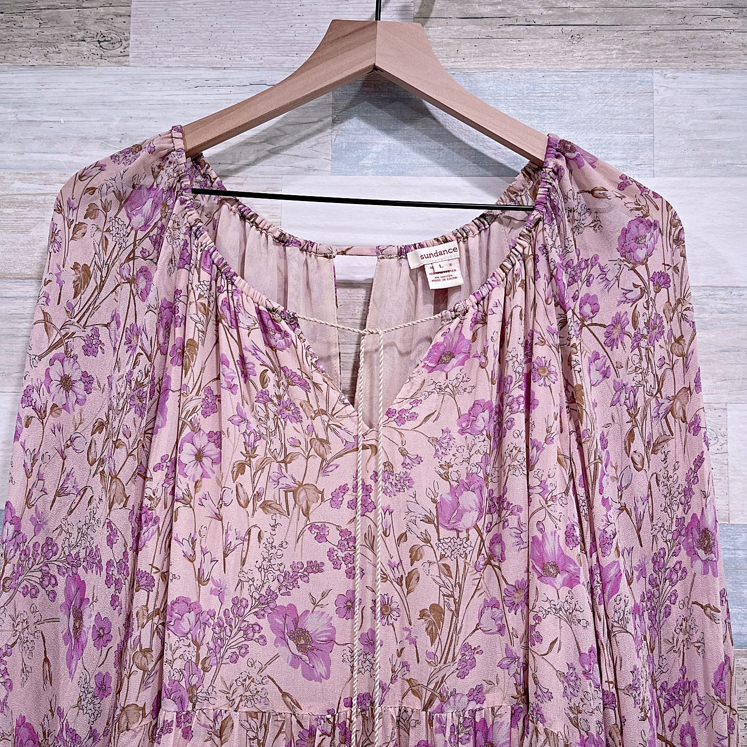 Other SUNDANCE Floral Sheer Tiered Maxi Dress Pink Womens Large Size L / US 10 / IT 46 - 3 Thumbnail