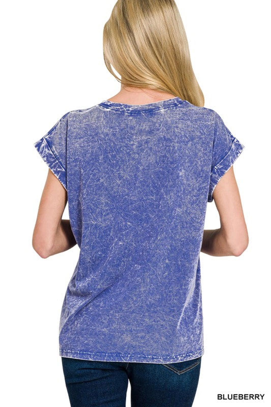 Other Crinkle Wash Cotton Folded Sleeve Top Relaxed Fit by Zenana Size S / US 4 / IT 40 - 7 Thumbnail