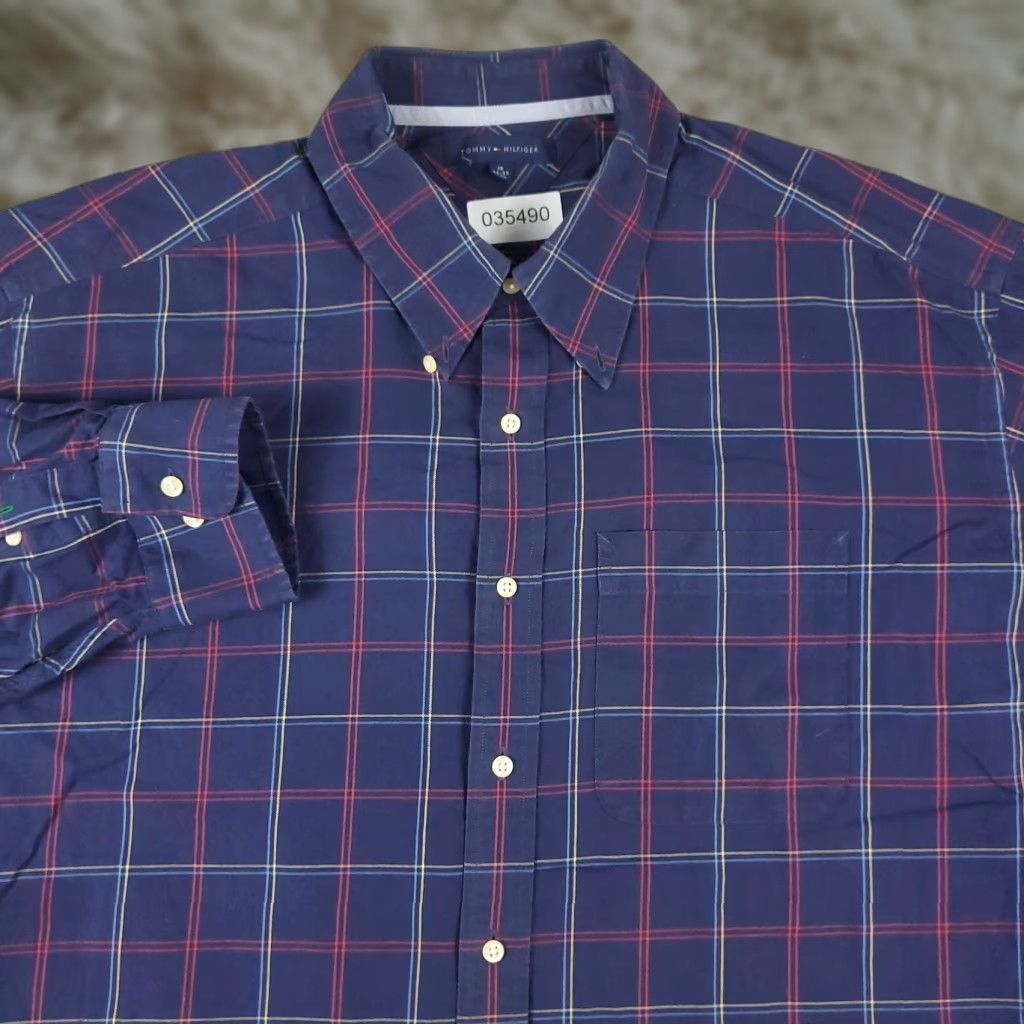 Tommy Hilfiger Tommy Hilfiger Shirt Mens 2XL Purple Plaid Button-Up Long Sleeve Casual Business Formal Party/Cocktail Travel Workwear Size US XXL / EU 58 / 5 - 1 Thumbnail