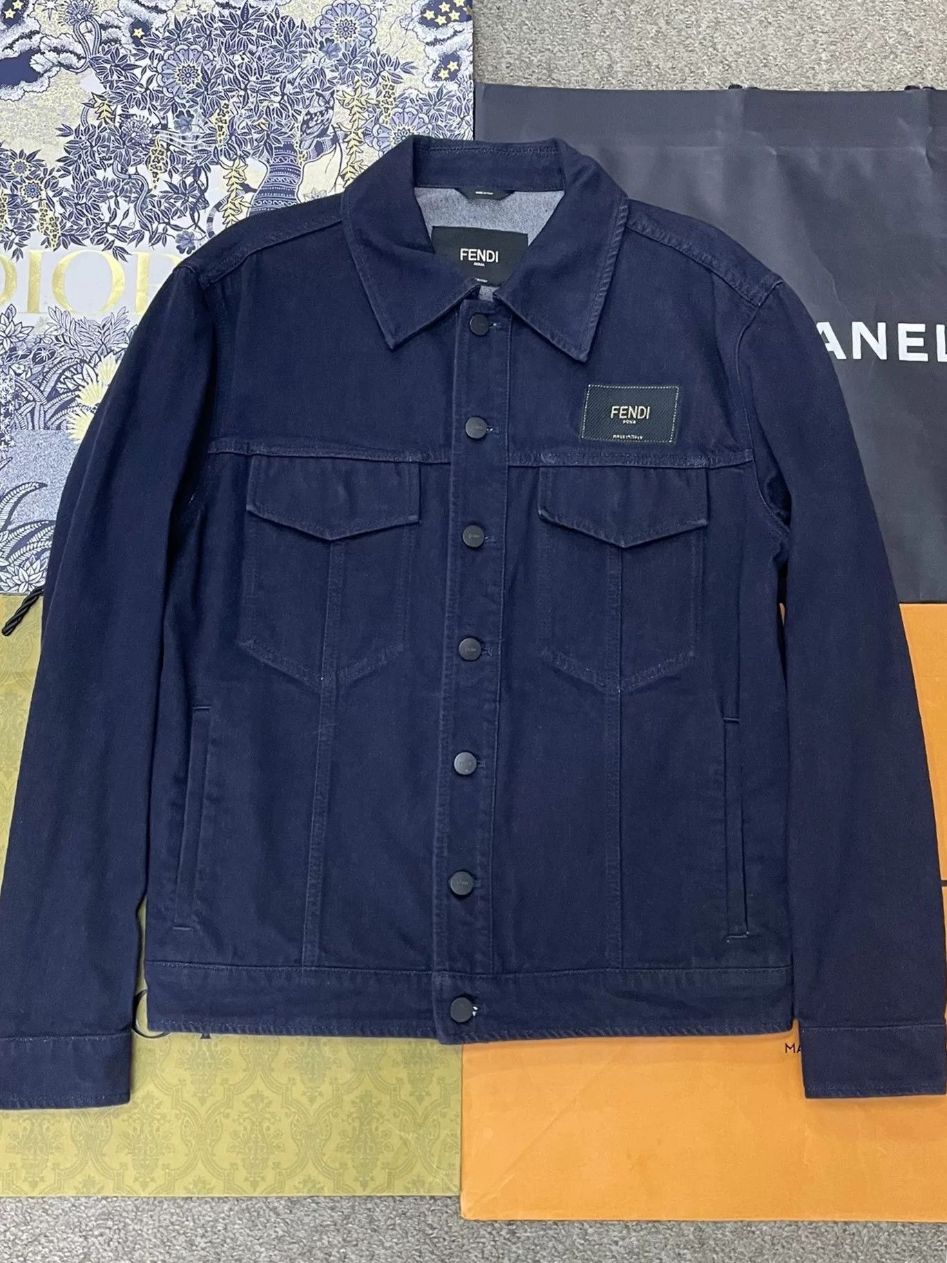 Fendi Fendi Blue Letter Embroidery Denim Jacket Size US S / EU 44-46 / 1 - 1 Thumbnail