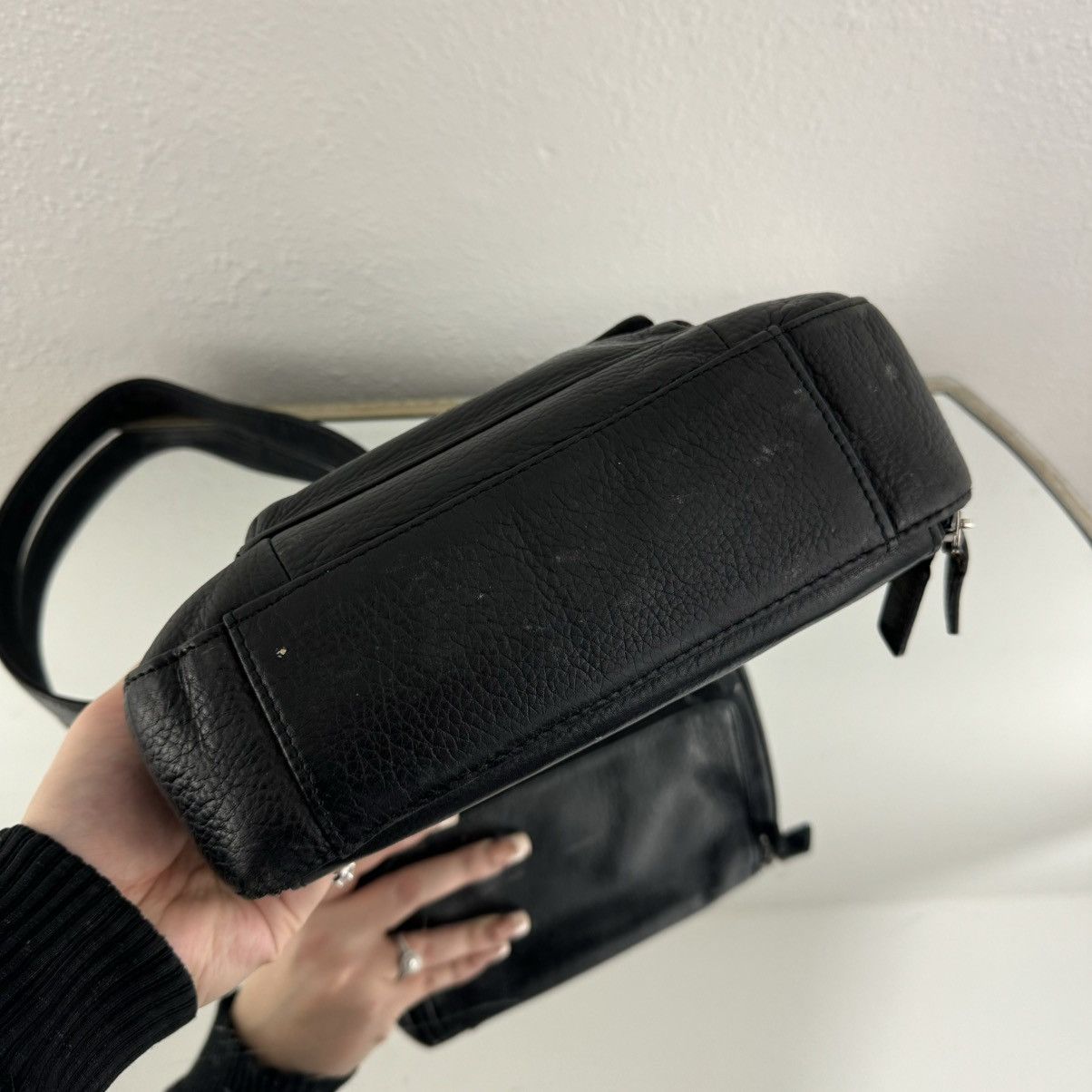 Fossil FOSSIL Vintage 90s Y2K Black Leather Edgy Shoulder Bag Purse Size ONE SIZE - 9 Thumbnail
