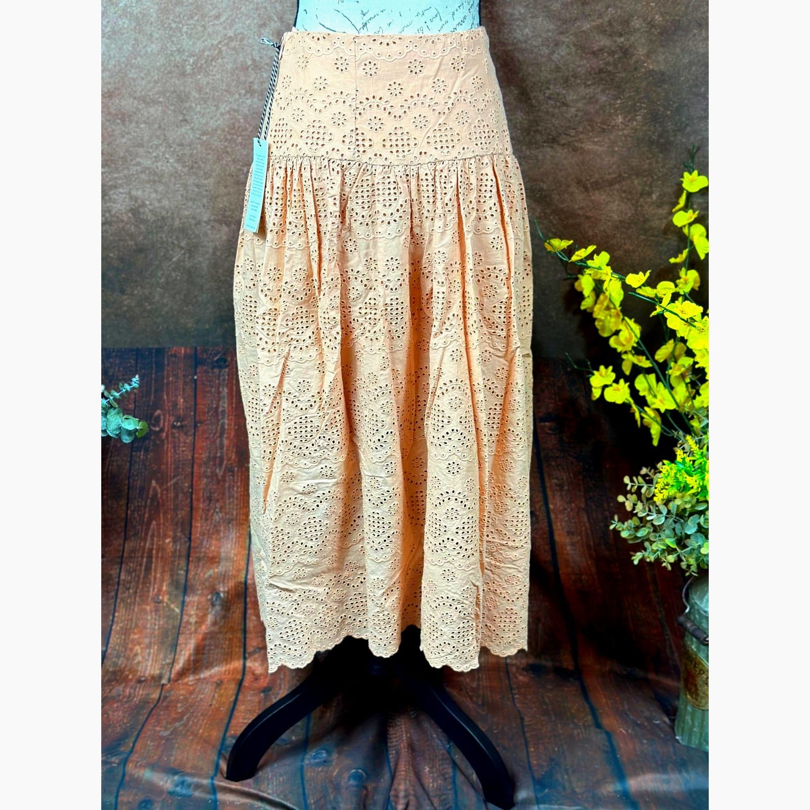 Other St Roche Winona Organic Cotton Peasant Skirt Midi Tan 4 Size 27" / US 4 / IT 40 - 12 Thumbnail