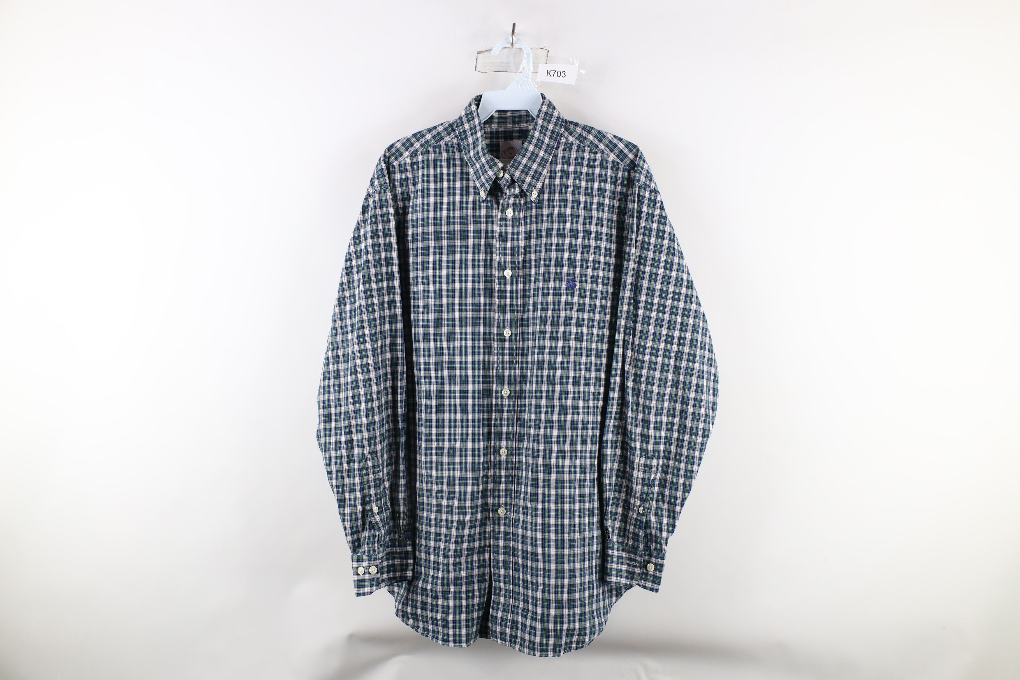 Brooks Brothers × Vintage Vintage Brooks Brothers Cotton Button Down Shirt Plaid Size US M / EU 48-50 / 2 - 1 Thumbnail