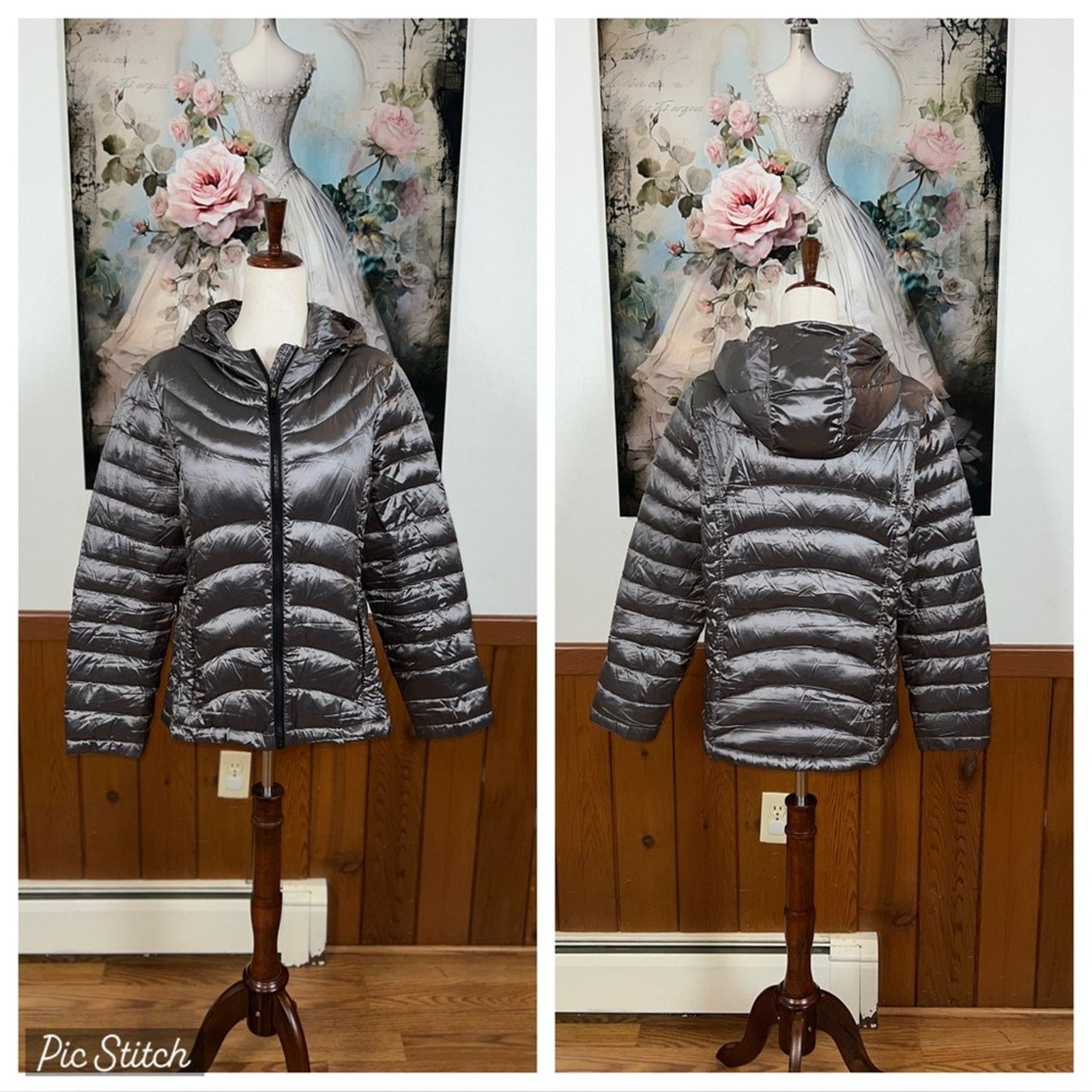 Andrew Marc Andrew Marc Metallic Gray Packable Down Puffer Jacket! Size L / US 10 / IT 46 - 1 Thumbnail
