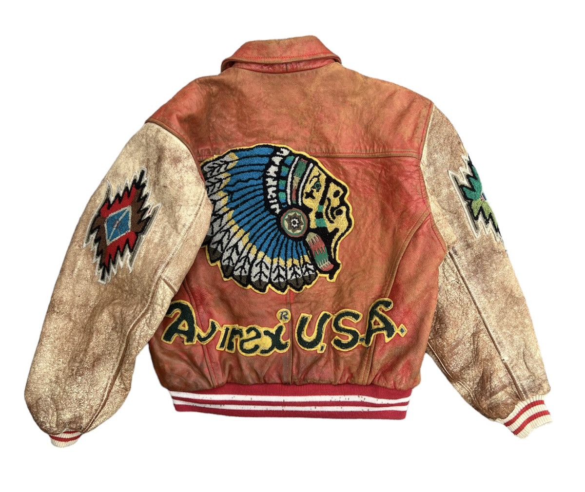 image of Avirex Varsity Jacket x Leather Jacket Vintage 80's Avirex Usa Apache Leather Jacket in Red (Size M
