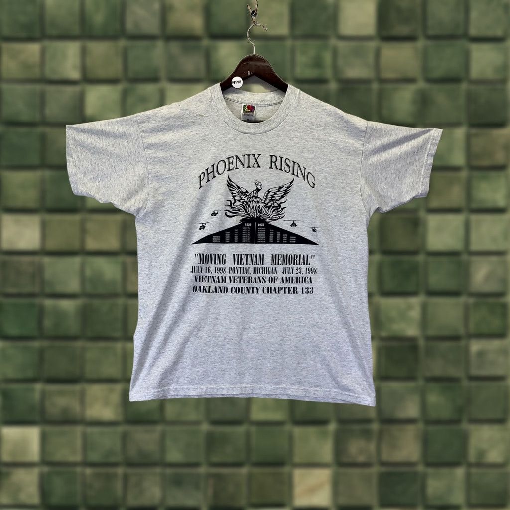 Fruit Of The Loom VINTAGE Moving Vietnam Memorial Pontiac Michigan Mens Graphic T Shirt Gray XL 90s Military Size US XL / EU 56 / 4 - 1 Thumbnail