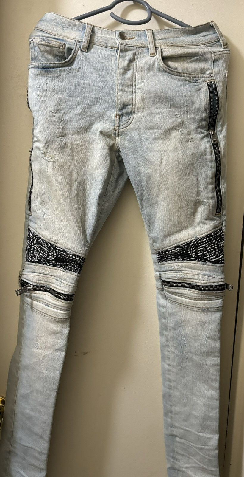 Amiri Amiri Mx2 Bandana Zip Knee Skinny jeans | Grailed