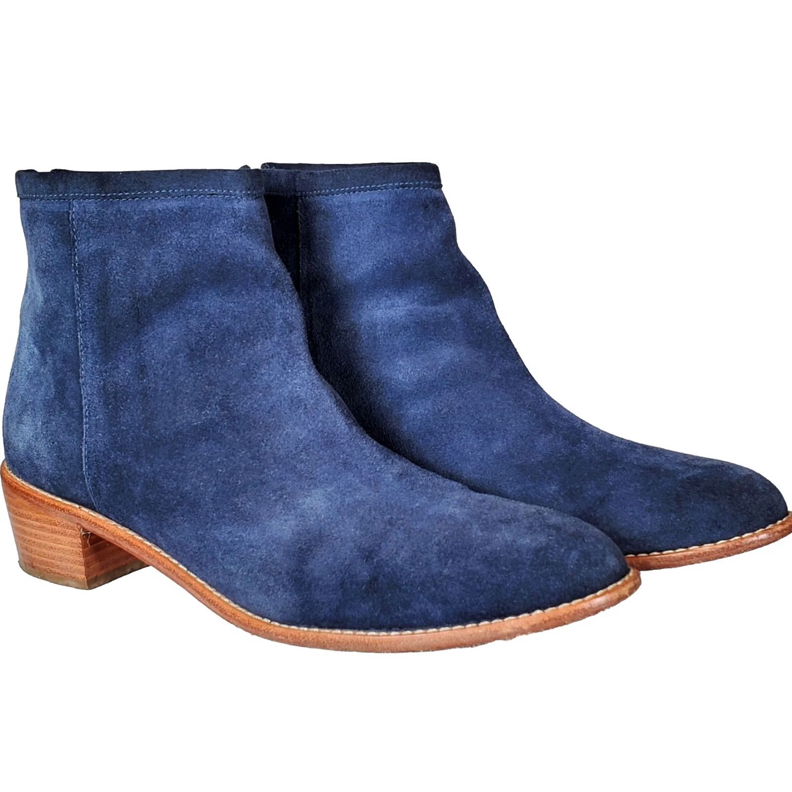 Loeffler Randall Loeffler Randall Felix Blue Suede Leather Ankle Boots Women's US 11 B Back Zip Exposed Zipper LR Logo Pull Suede Leather Sole Size US 11 / IT 41 - 2 Thumbnail