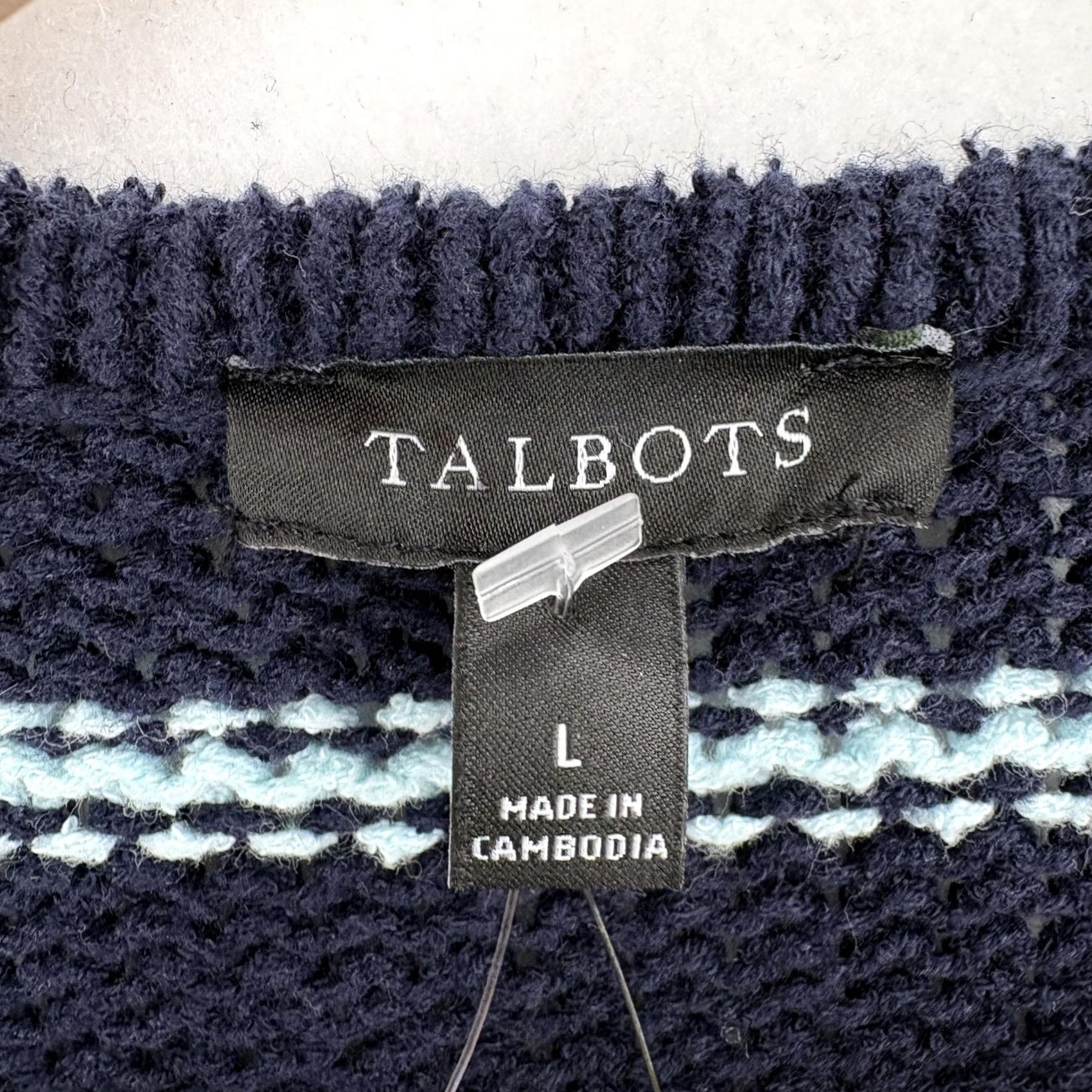 Talbots Talbots Cardigan Sweater Womens L Blue Stripe Nautical Pockets Short Sleeve V-Neck Knit Cotton Blend Nylon Dolman Sleeve Relaxed Casual 90s Theme? Size L / US 10 / IT 46 - 4 Thumbnail