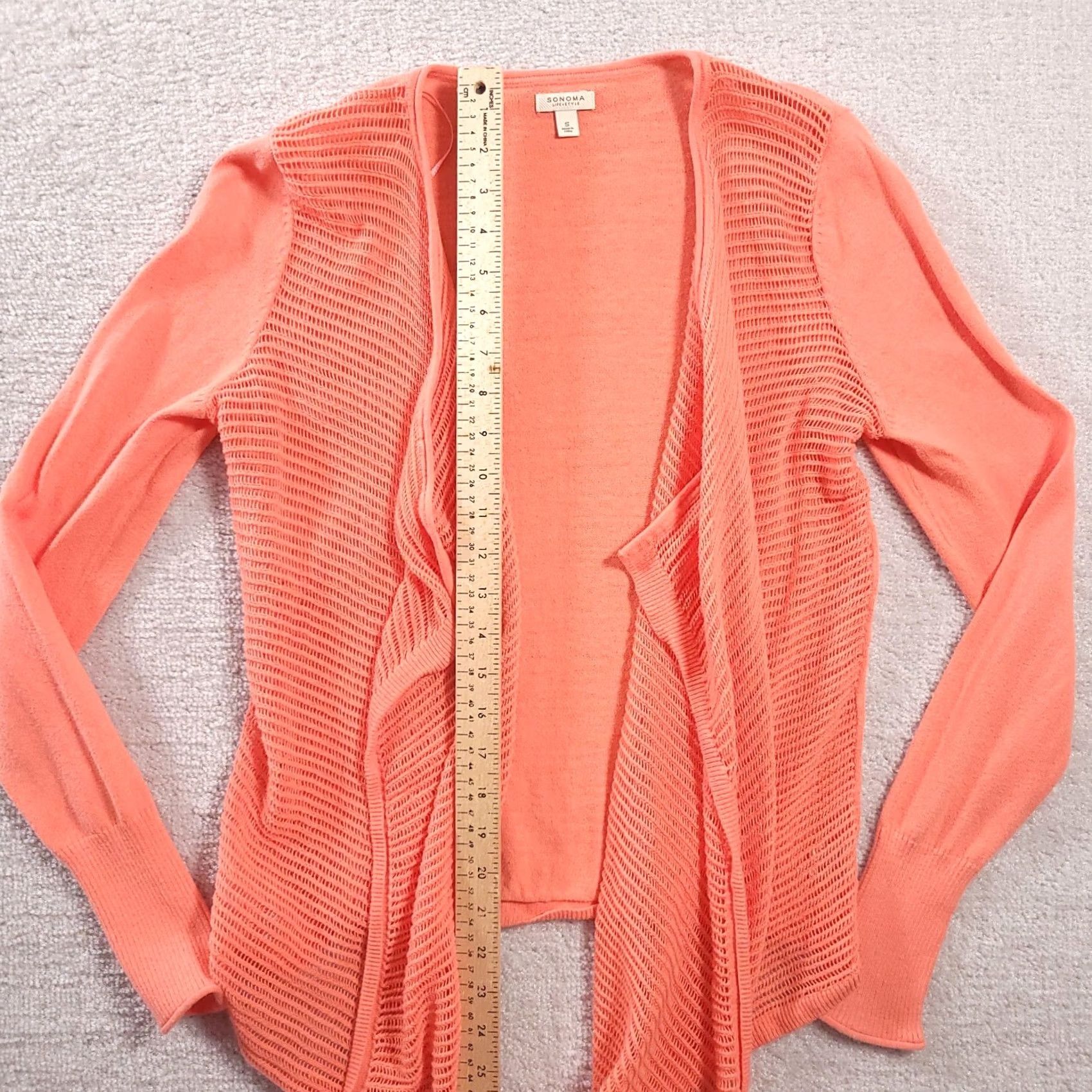 Vintage Sonoma Cardigan Sweater Women's Small Orange Open Front Open Knit L/S Size S / US 4 / IT 40 - 6 Thumbnail