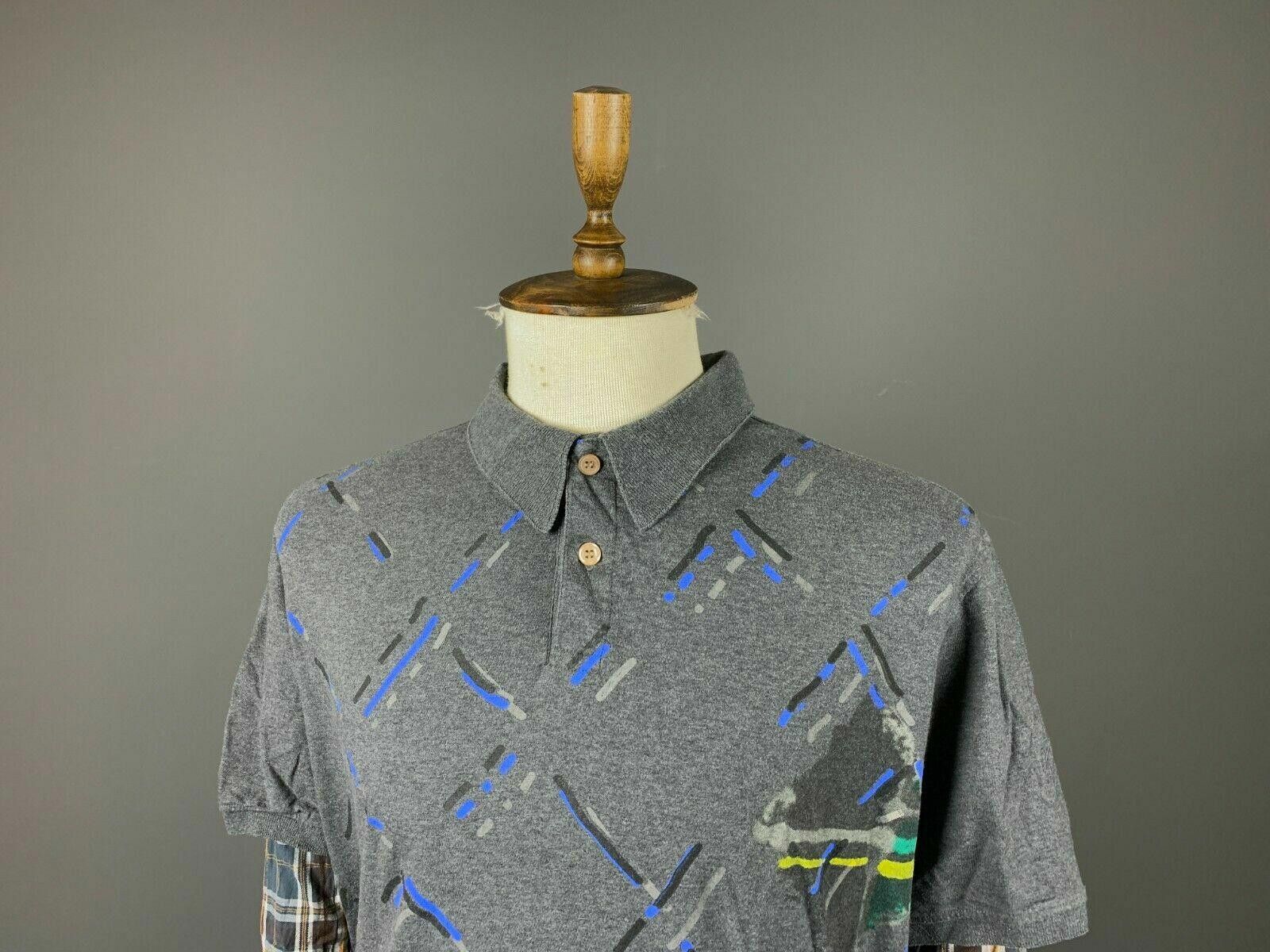 Desigual Men Desigual Happy! Grey Big Polo Shirt Pullover Size 2XL Size US XXL / EU 58 / 5 - 2 Thumbnail