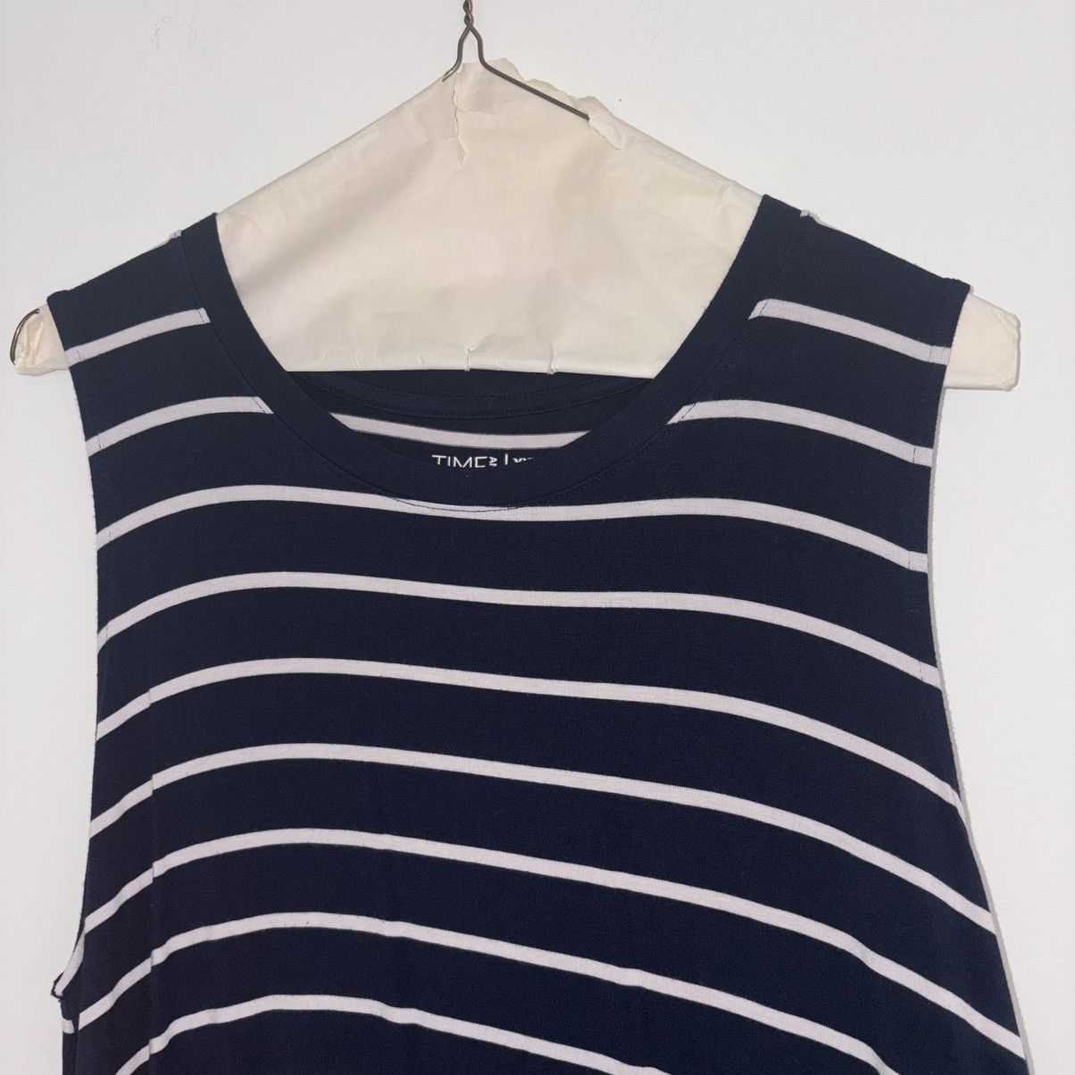 Walmart Time and Tru Navy Blue and White Striped Sleeveless Dress Size XXL / US 16-18 / IT 52-54 - 4 Thumbnail