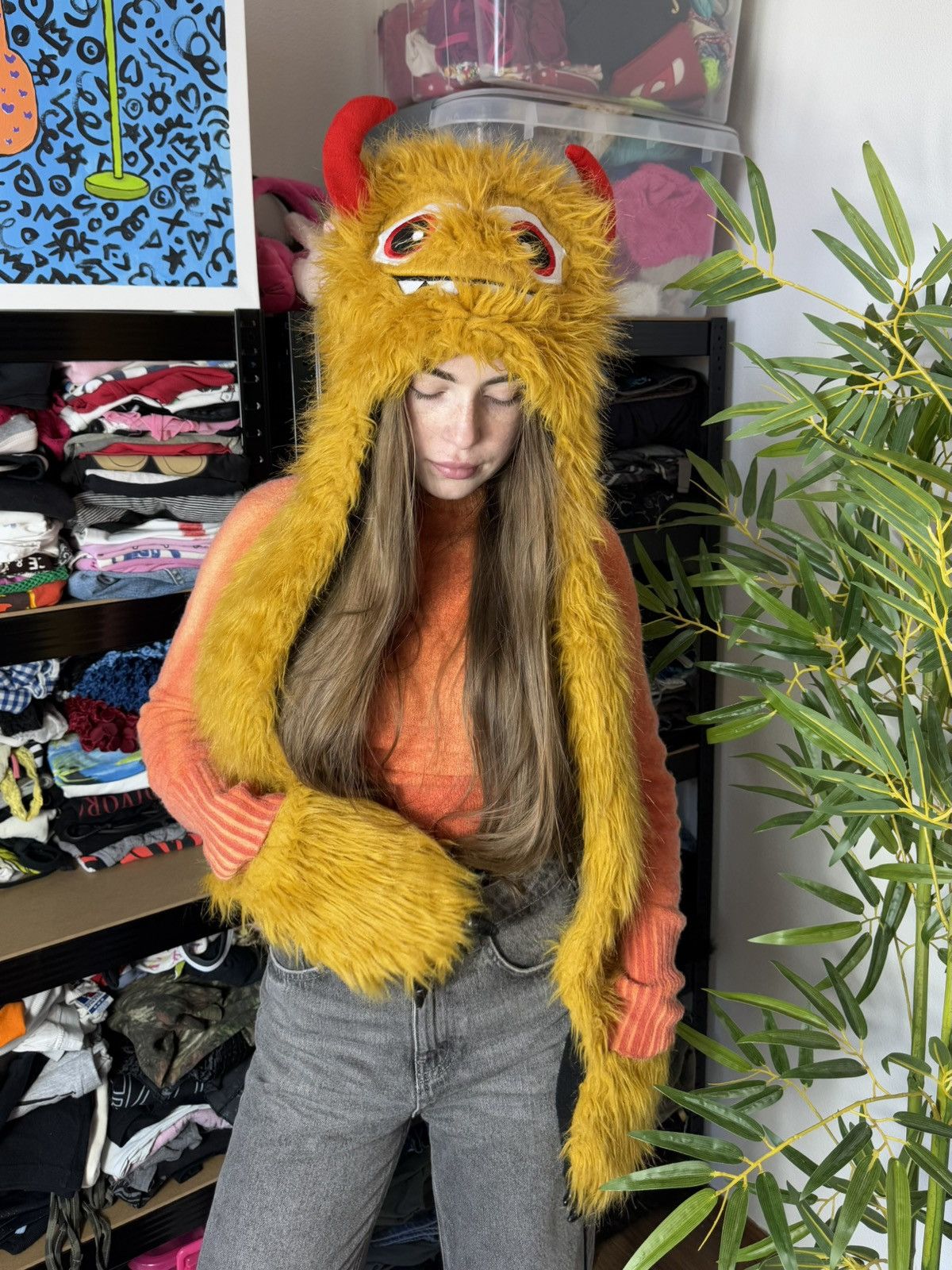 Vintage VINTAGE MONSTER FLUFFY FUR MOHAIR TEDDY AVIATOR HAT / SCARF Size ONE SIZE - 5 Thumbnail