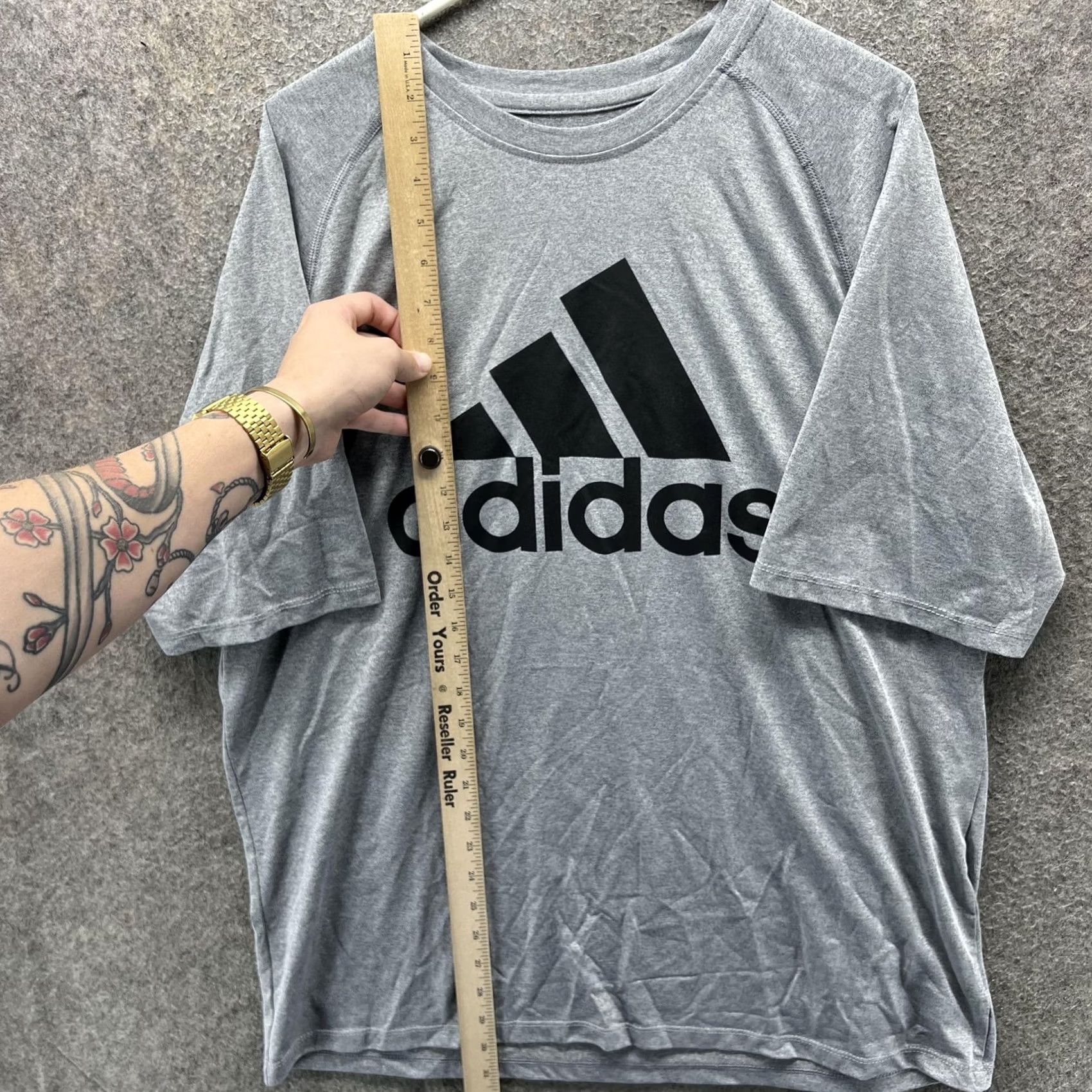 Adidas Adidas Shirt Mens XL Gray Climalite Big Logo Performance Athletic Training Shirt Size US XL / EU 56 / 4 - 4 Thumbnail