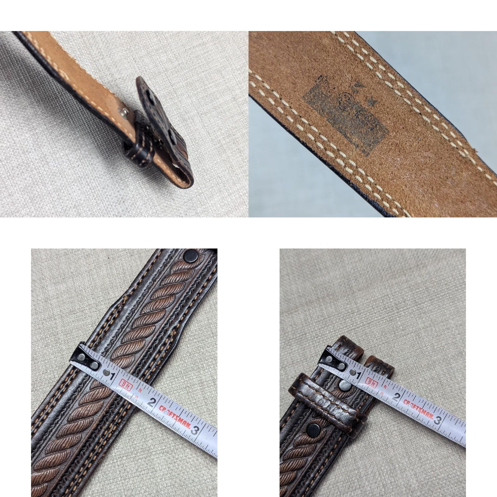 Vintage VINTAGE USA MADE TOOLED BUCKLE BELT Cowhide Brown 30 Western Belt Mens 1-3/4" 36" Total Length 29-33" 30/31 Decade 80s? Size 30 - 8 Thumbnail