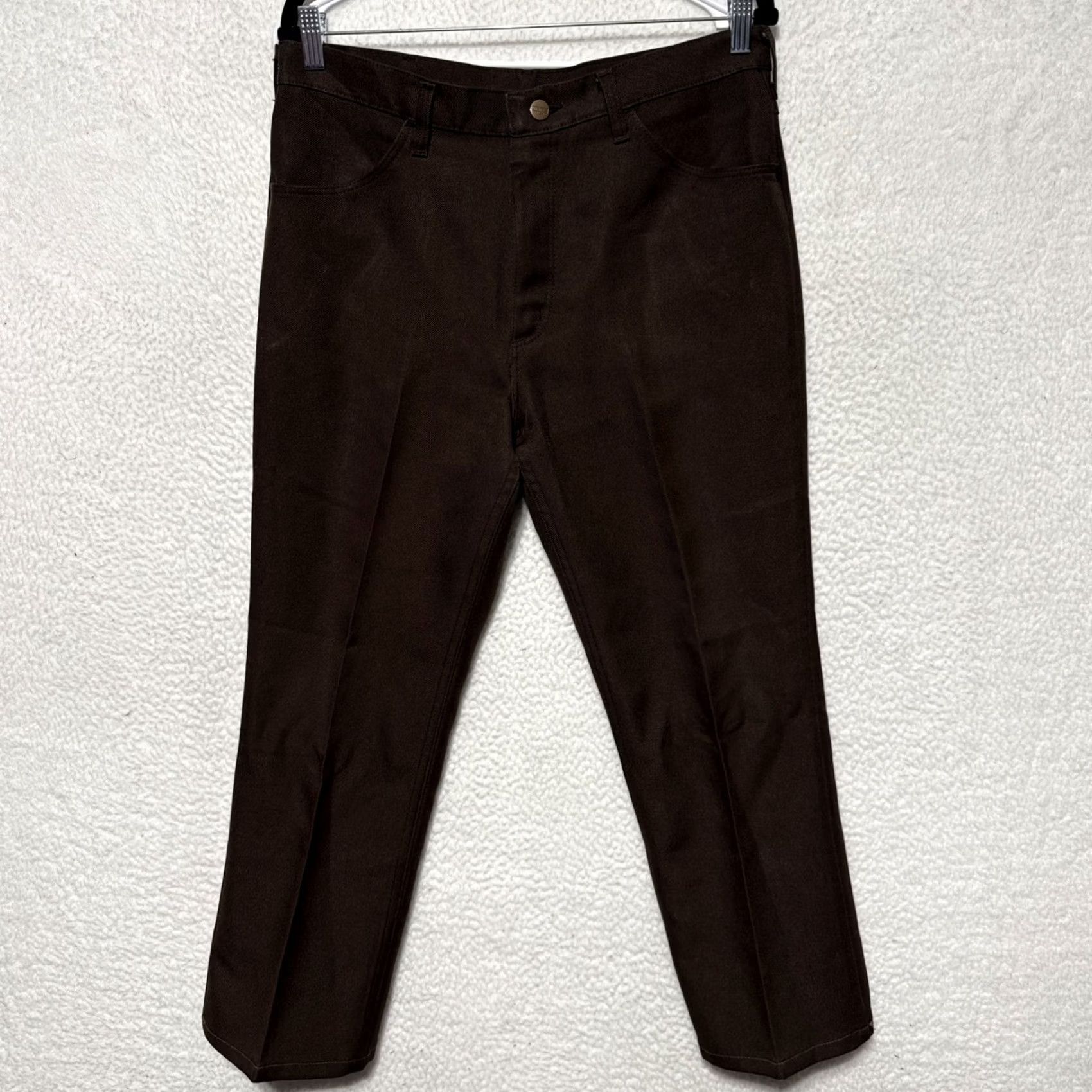 Wrangler VINTAGE Wrangler Pants Men Regular Brown 32 x 26 Dress Pants Flared 70s Wrancher 82682BN Size US 32 / EU 48 - 2 Thumbnail