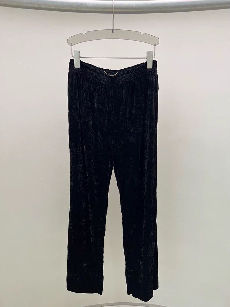 Saint Laurent Paris Saint Laurent Paris Black velvet wide-leg pants Size 39" - 1 Thumbnail