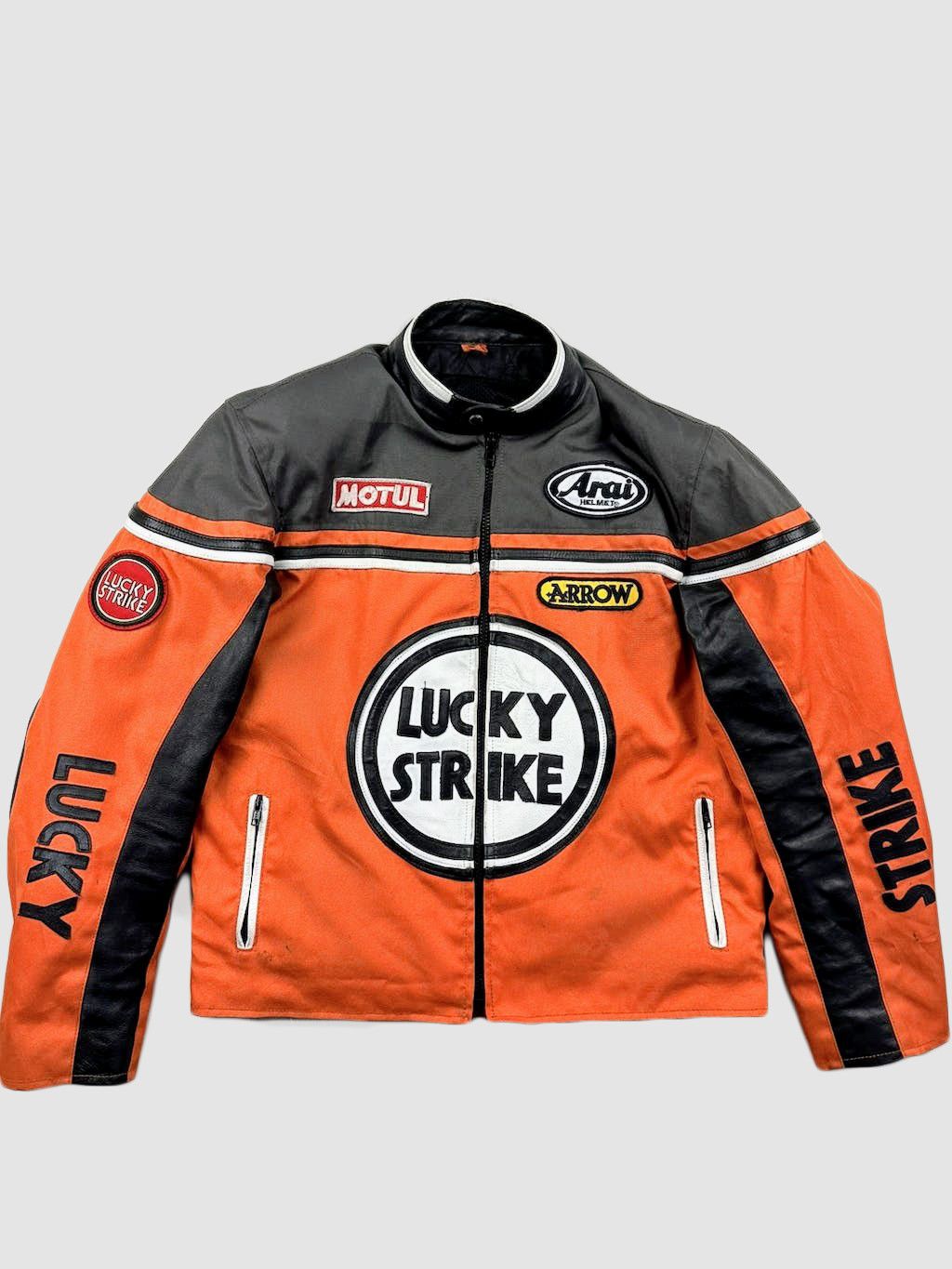 🔥 Lucky Strike Textile x Leather 🔥 Jacket Streetwear