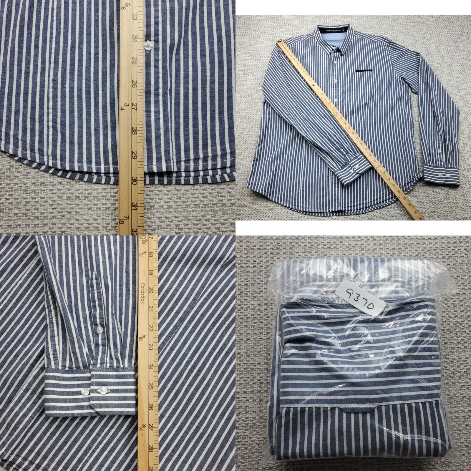 Vintage Christian Audigier Shirt Mens XL Long Sleeve Striped Button-Up Slim Fit Size US XL / EU 56 / 4 - 9 Thumbnail