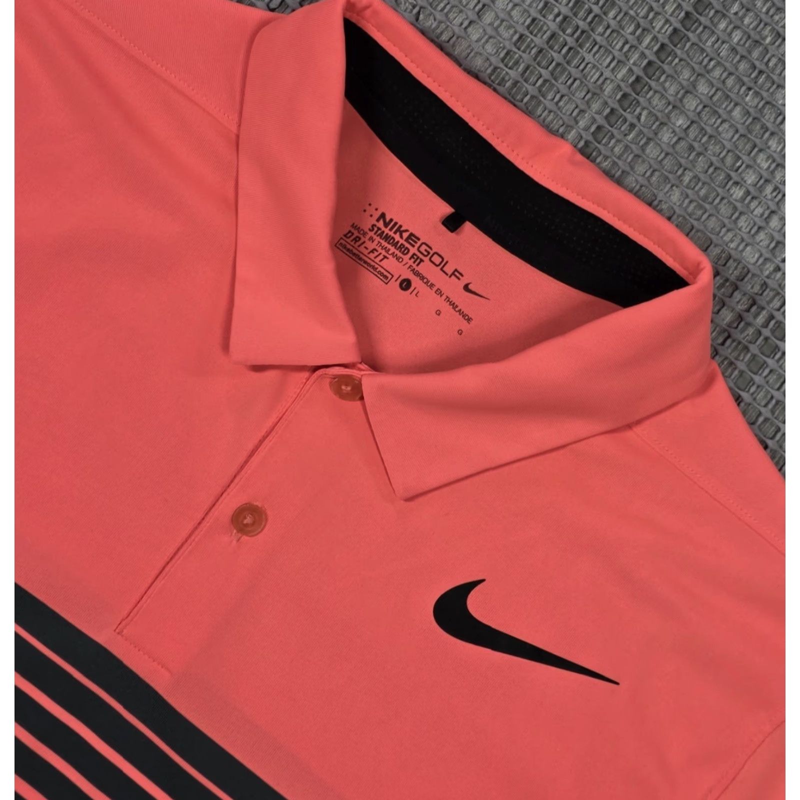 Nike Nike Dri-Fit Mobility Speed Stripe Golf Polo Shirt Mens L Orange Size US L / EU 52-54 / 3 - 4 Thumbnail