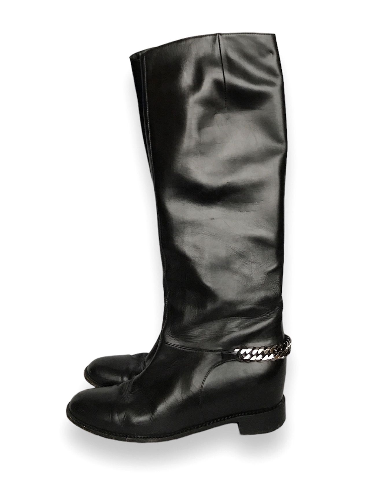 Christian Louboutin CHRISTIAN LOUBOUTIN CATE METAL CHAIN LEATHER BOOTS EU36.5 Size US 6 / IT 36 - 1 Thumbnail