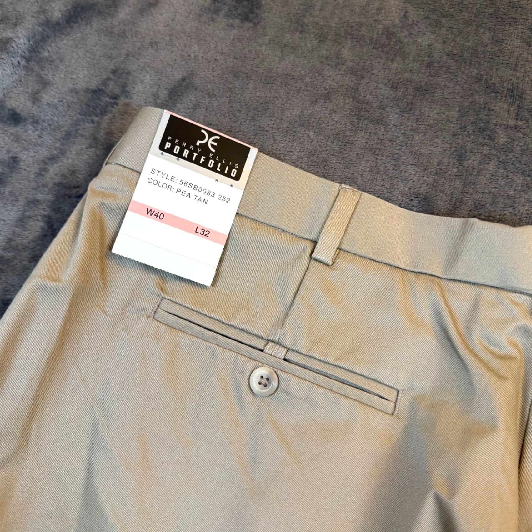 Perry Ellis Perry Ellis Portfolio Dress Pants Pleated Pea Tan 40x32 Mens NEW Size US 40 / EU 56 - 4 Thumbnail
