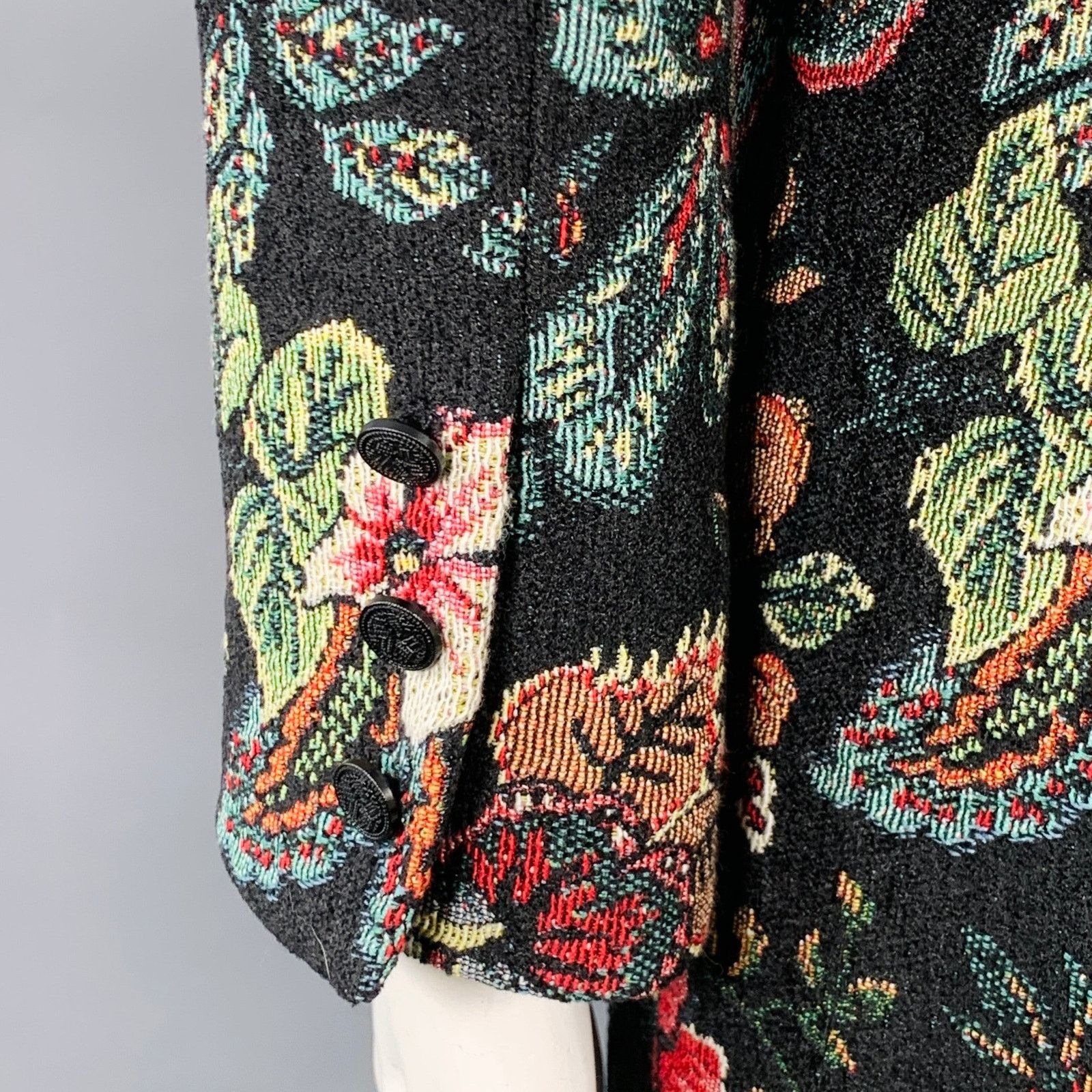 Other Saskia Black Multi Color Jacquard Velvet Trim Jacket Blazer Size M / US 6-8 / IT 42-44 - 6 Thumbnail