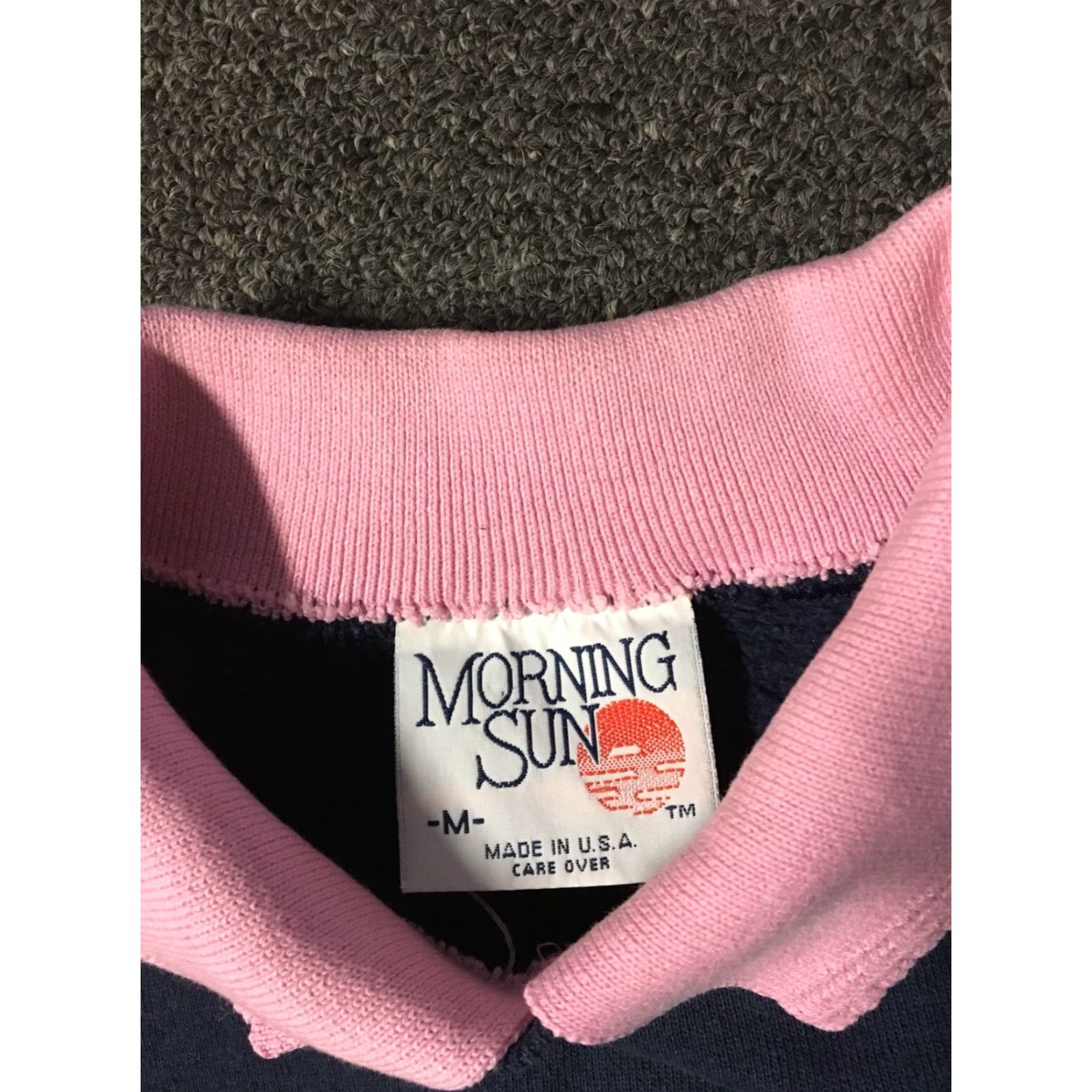 Vintage VINTAGE Morning Sun Heart Collared Sweatshirt M Navy/Blue 80s 90s Grunge Love USA Sports Baseball Basketball Hip Hop Retro College Nautical Flower Size US M / EU 48-50 / 2 - 6 Thumbnail