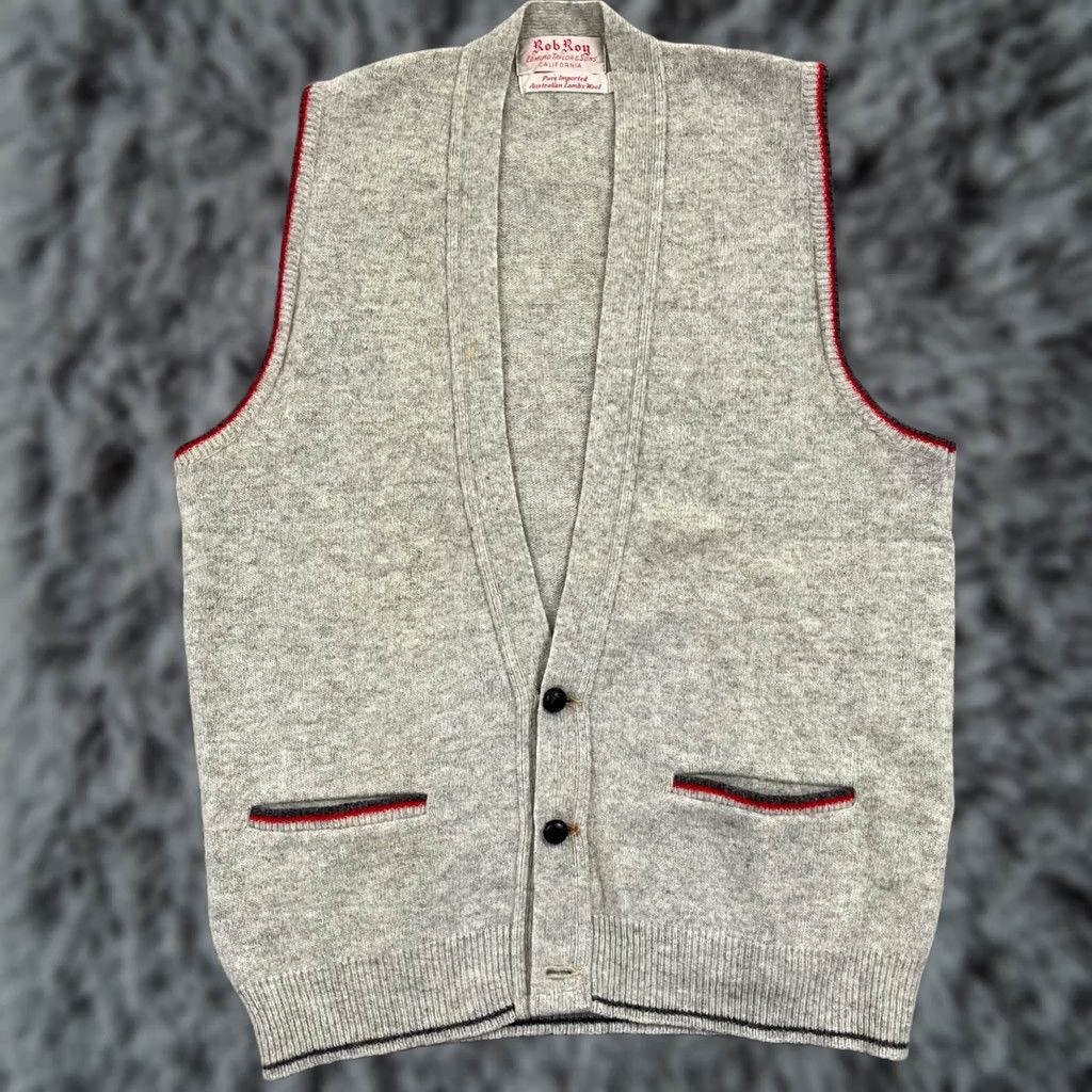 Vintage Vintage Rob Roy Sweater Vest Mens Medium Gray Button 50s Knit Lambswool Classic Size US M / EU 48-50 / 2 - 1 Thumbnail