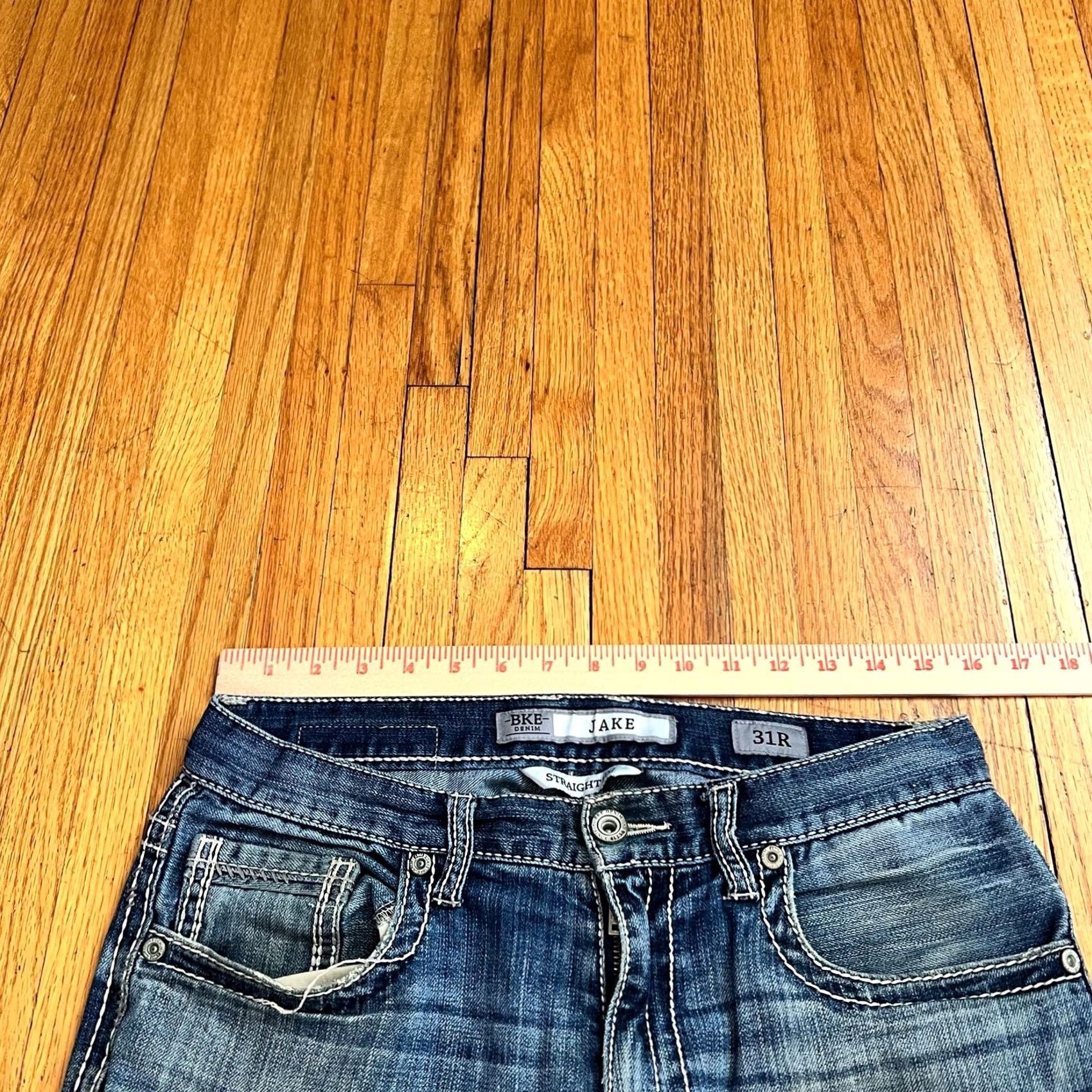 BKE BKE Jeans Mens 31 Blue Buckle Jake Straight Thick Stitch Size US 31 - 7 Thumbnail