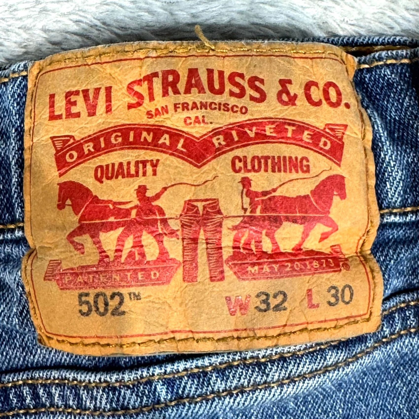 Levi's Levis 502 Jeans Mens 32x30 Blue Denim Tapered Straight Stretch Mid Rise Size US 32 / EU 48 - 3 Thumbnail