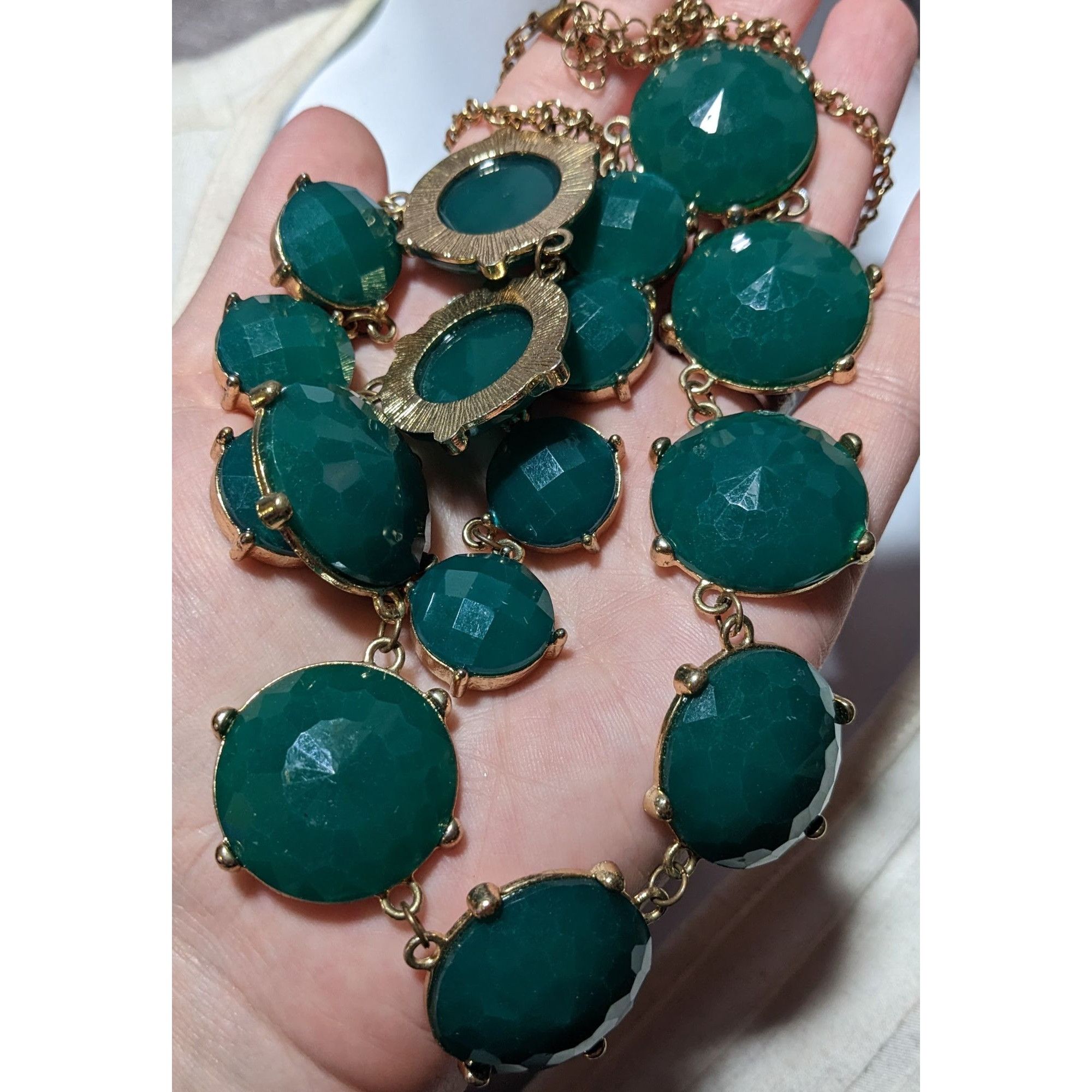 Other Y2K Glam Chunky Green Gemmed Statement Necklace Size ONE SIZE - 7 Thumbnail