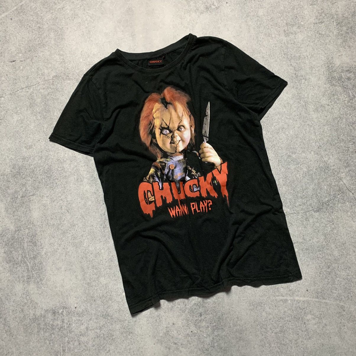 Japanese Brand Vintage CHUCKY WANNA PLAY? Y2K Skulls Blood Tee shirt Size US L / EU 52-54 / 3 - 1 Thumbnail
