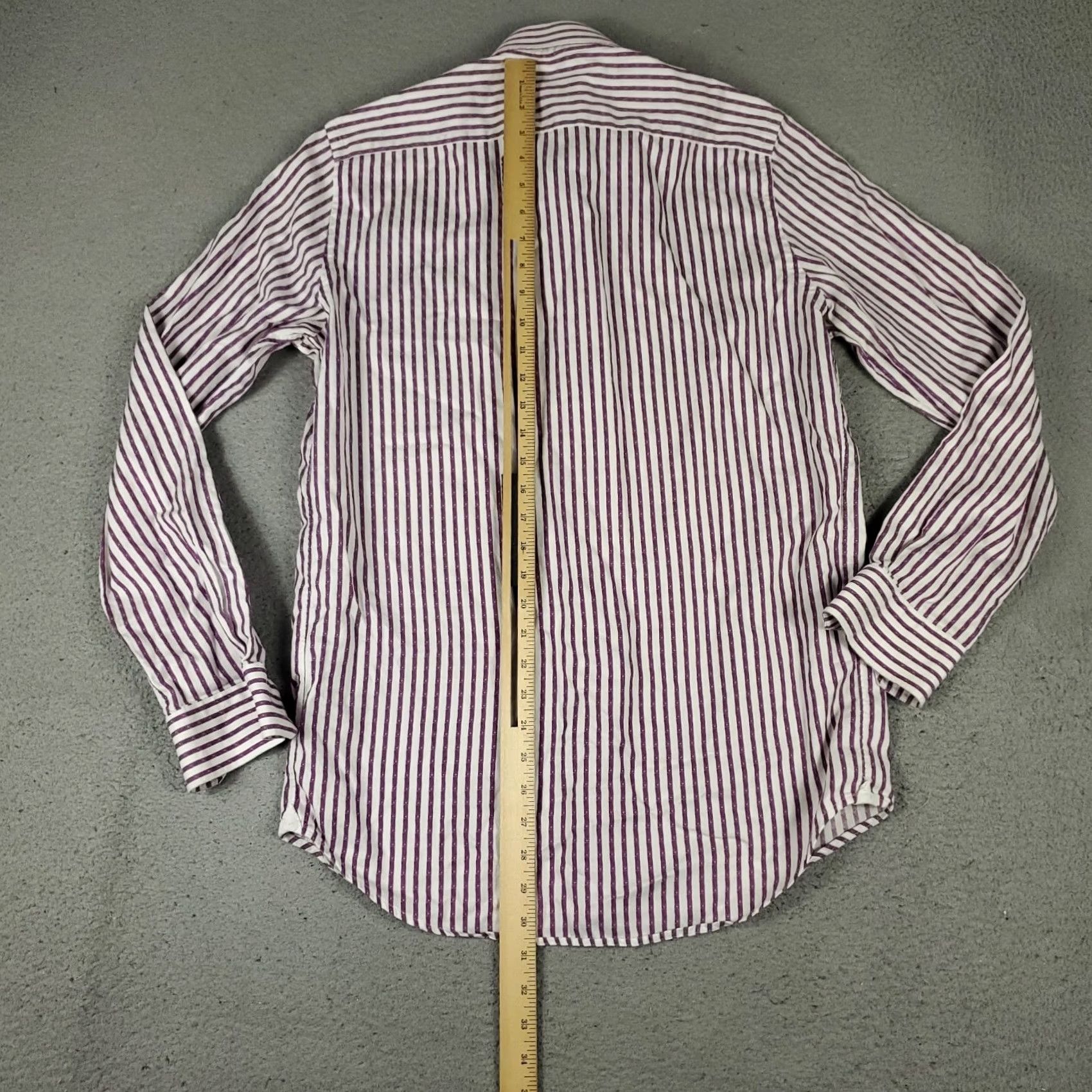 Robert Graham Robert Graham Shirt Mens Size 15.5 White Purple Striped Dress Button Up Size 42R - 3 Thumbnail