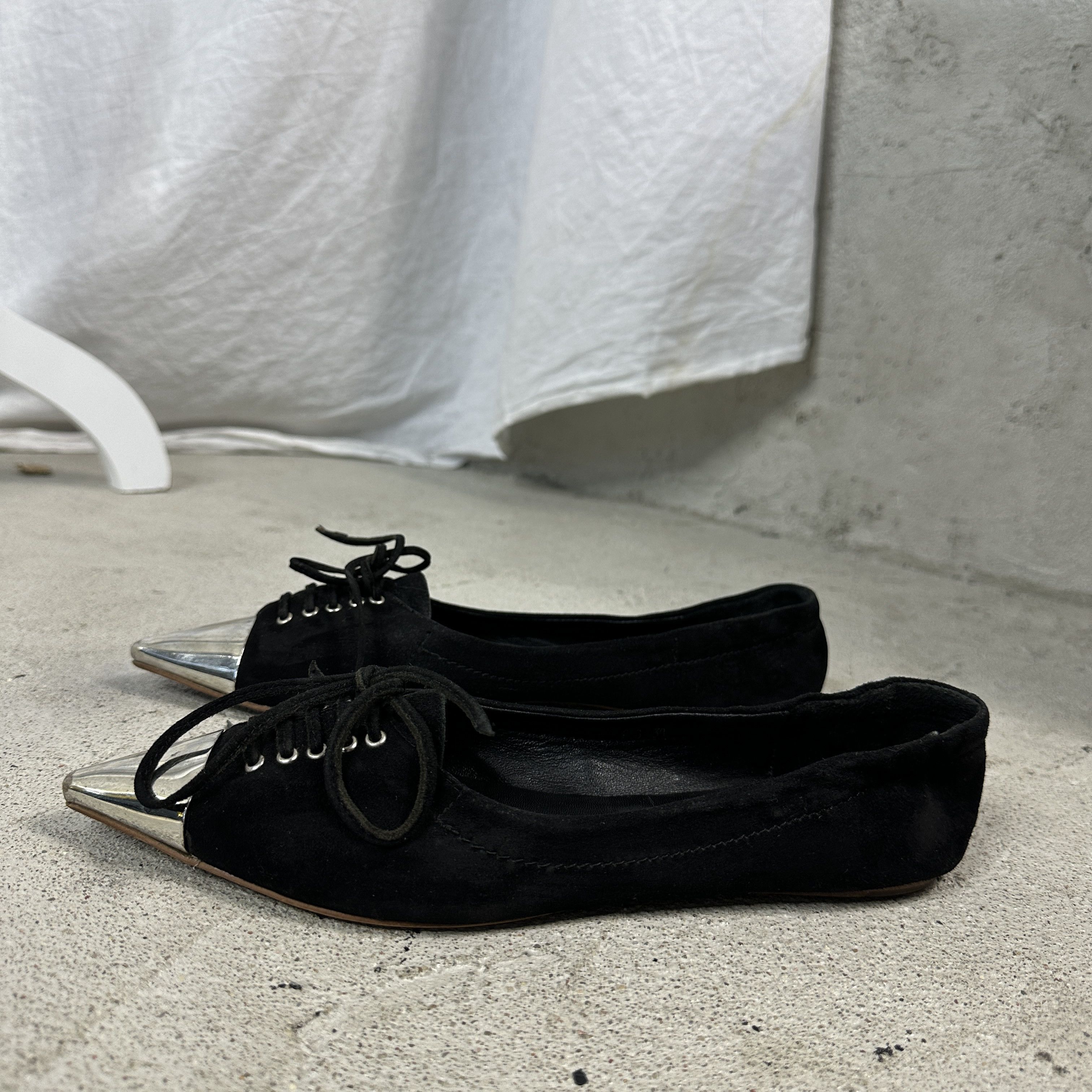 Miu Miu × Vintage Vintage Leather Y2K Preppy Miu Miu Steel Tip Ballerinas Size US 7.5 / IT 37.5 - 8 Thumbnail