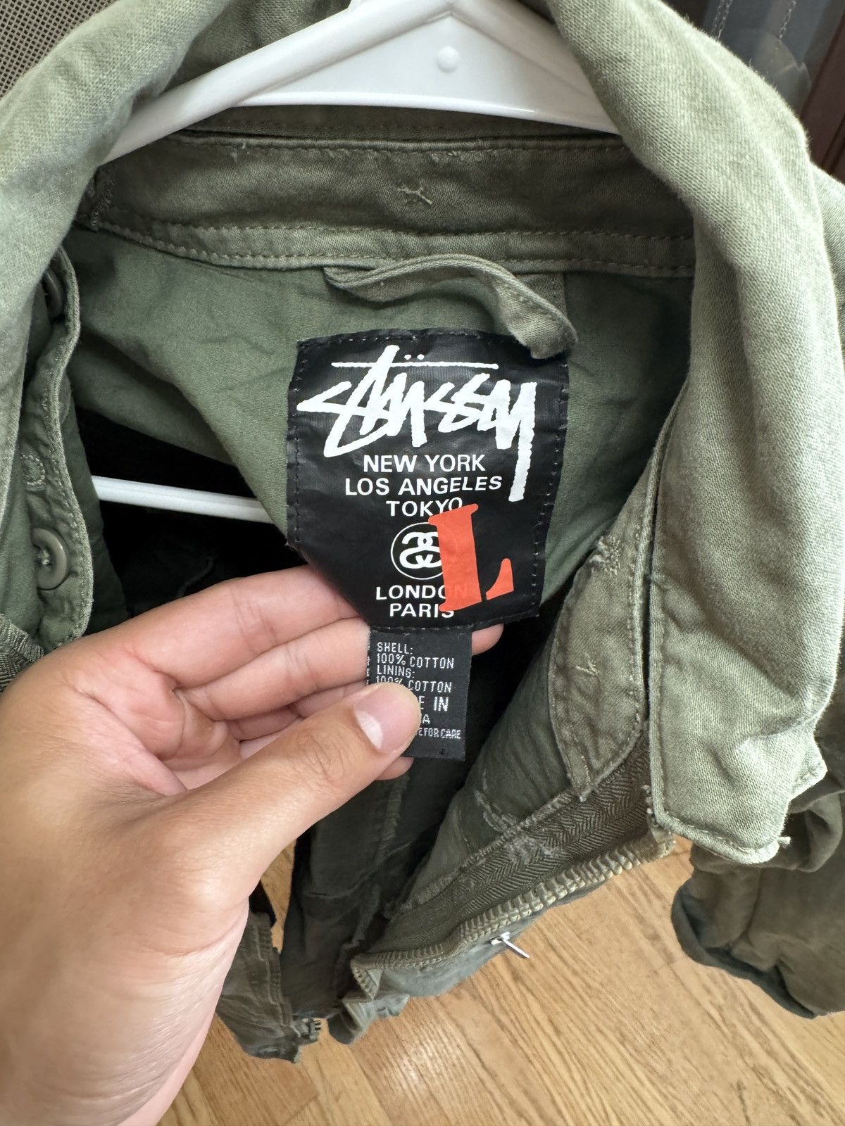 Stussy × Vintage Stussy Army Green Biker Jacket Size US L / EU 52-54 / 3 - 3 Thumbnail