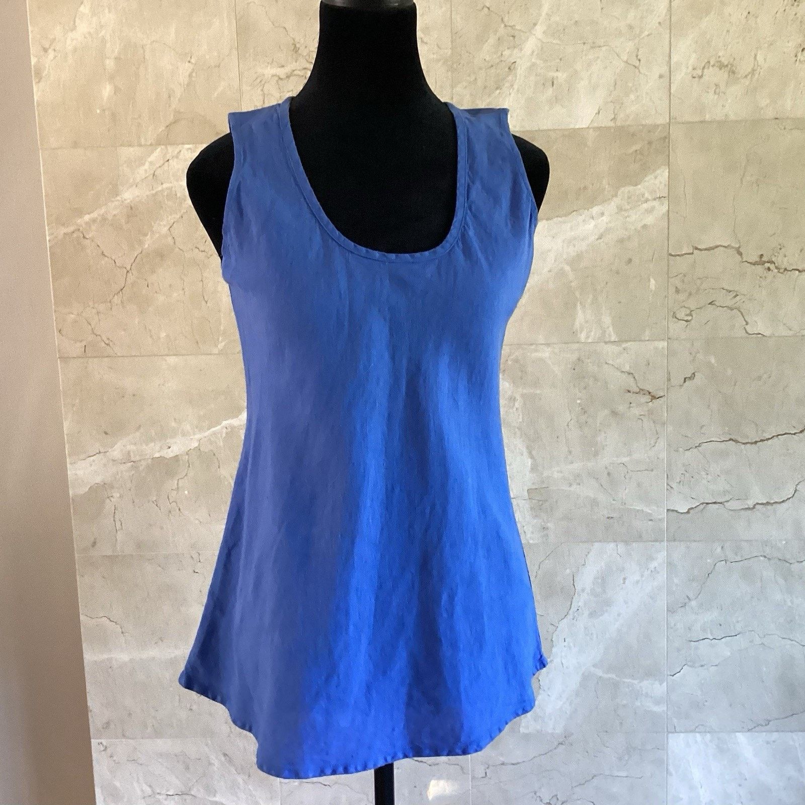 FLAX FLAX Women’s Linen Fundamental Tank, Sz 4-6 Blue Lagenlook Size S / US 4 / IT 40 - 1 Thumbnail