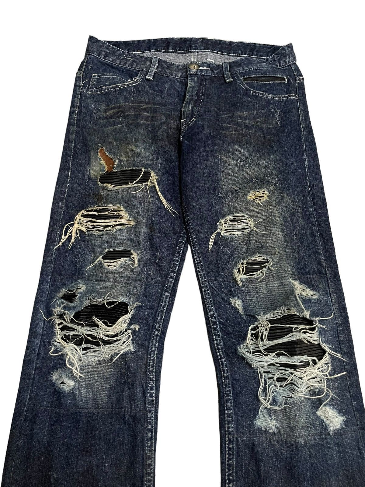 14th Addiction 14Th Addiction Sheepskin Hybrid Denim Destroy Jeans Size US 31 - 11 Thumbnail