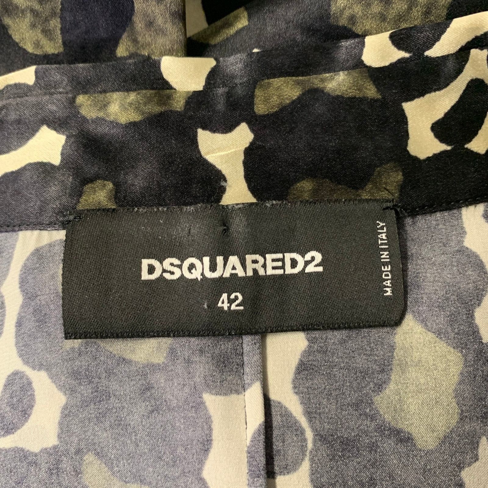 Dsquared2 DSQUARED2 Size XS Black Green Camo Silk Long Sleeve Shirt Size US XS / EU 42 / 0 - 5 Thumbnail