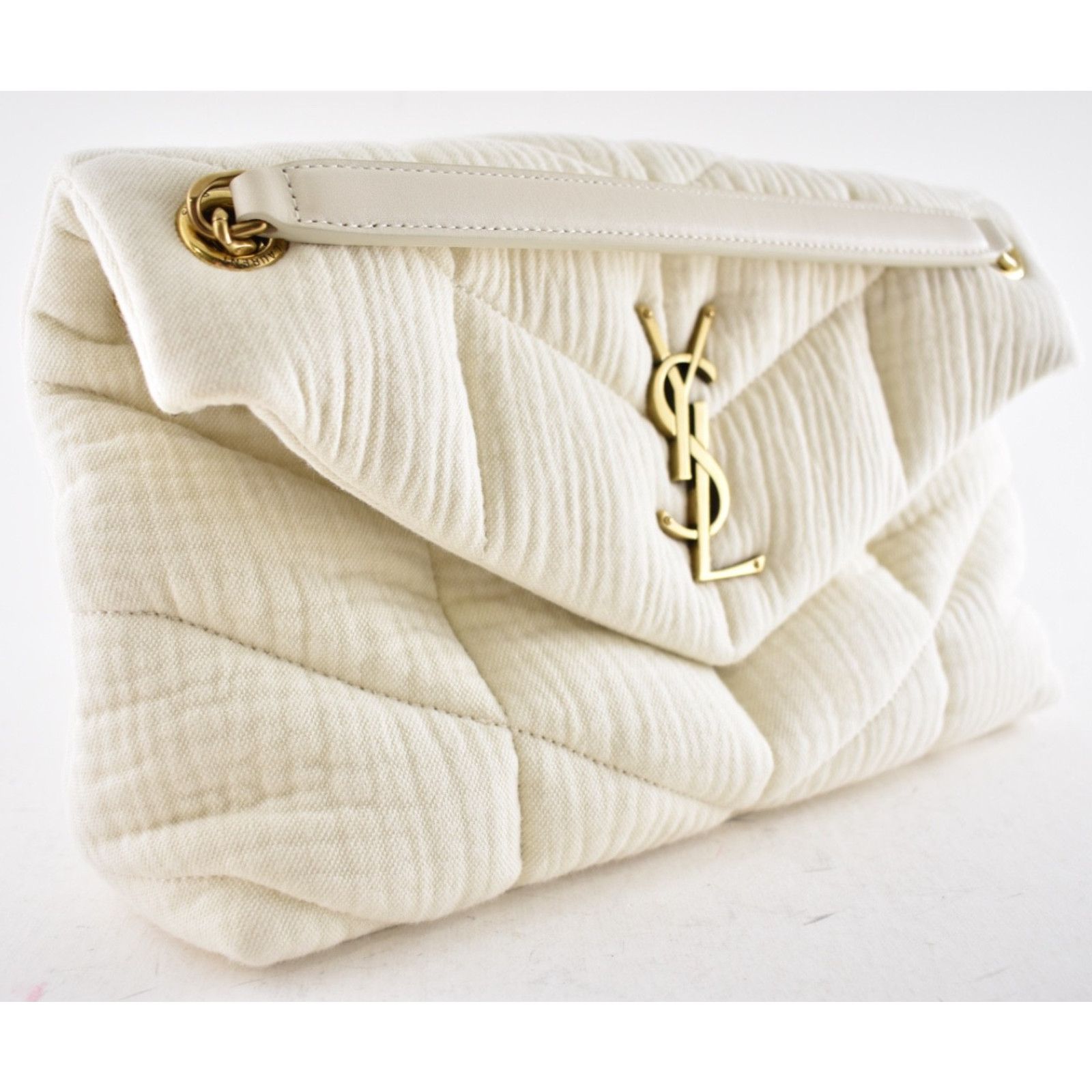 Yves Saint Laurent Saint Laurent YSL Cotton Twill White Shoulder Crossbody Bag Size ONE SIZE - 11 Thumbnail