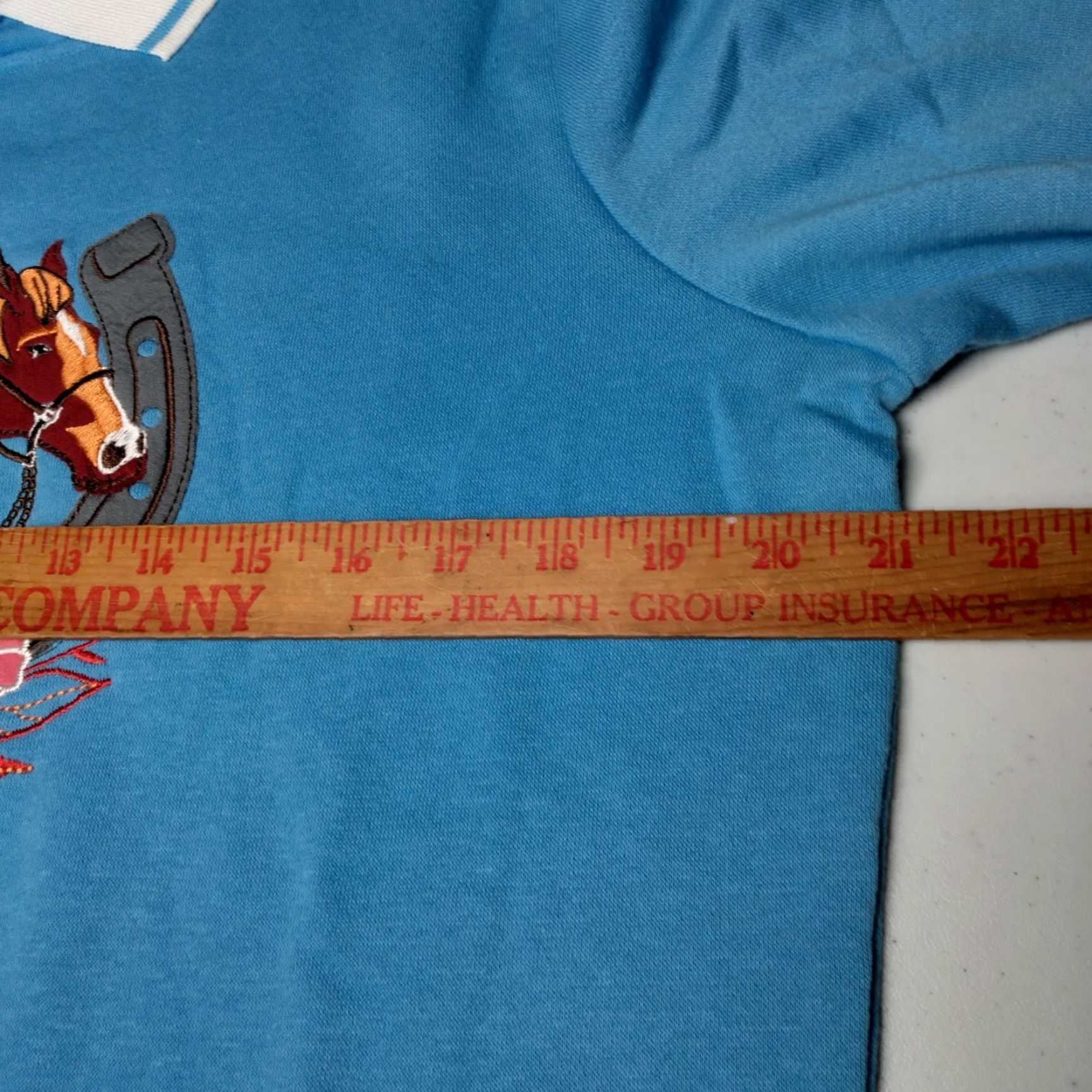 Vintage Adrian Delafield Horse Sweatshirt Women M Collared Horseshoe Equestrian Blue Size M / US 6-8 / IT 42-44 - 5 Thumbnail