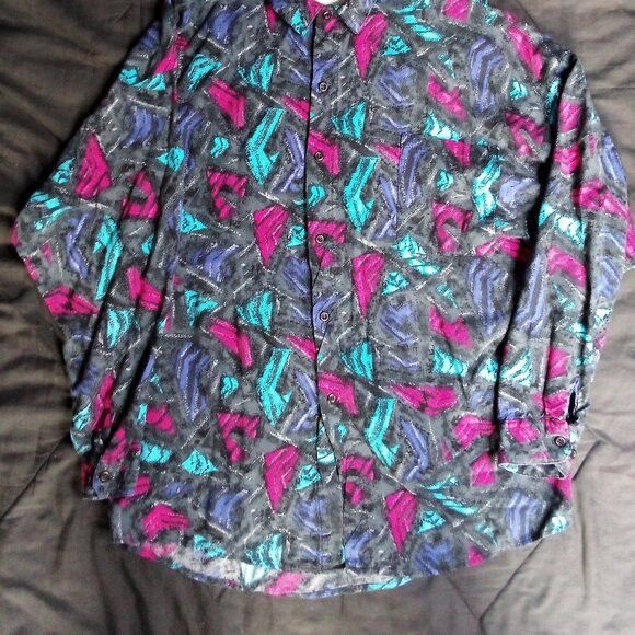 Other Vintage Frank Abstract Geometric Button Shirt Long Sleeve Size XXL / US 16-18 / IT 52-54 - 3 Thumbnail