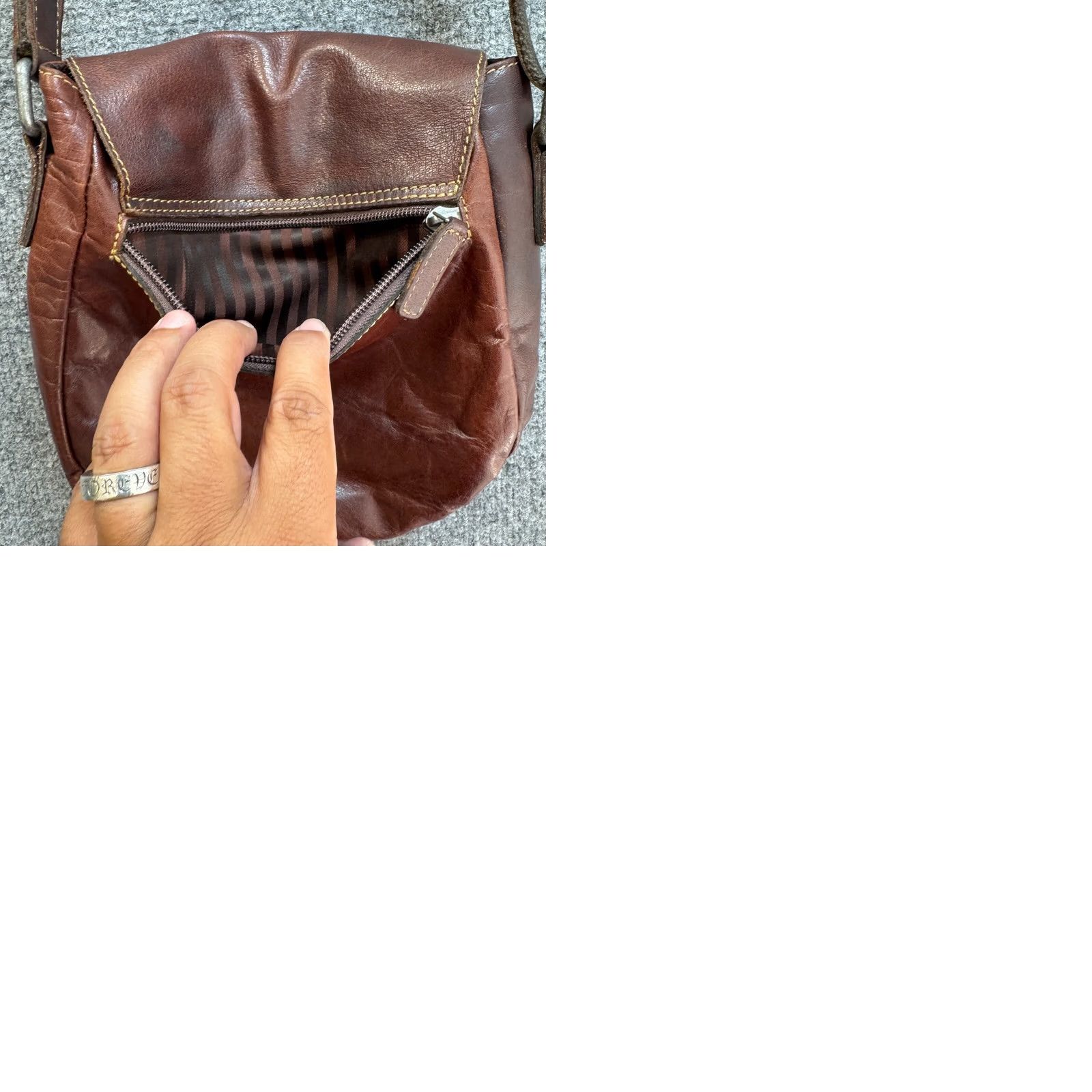 George Jack Georges Brown Leather Crossbody Shoulder Bag Adjustable Strap Size ONE SIZE - 9 Thumbnail